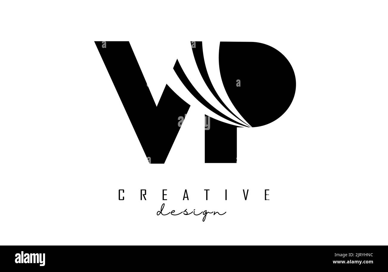 Kreatives VP V P-Logo mit schwarzem Buchstaben, Linien und Straßenkonzept. Buchstaben mit geometrischem Design. Vektorgrafik mit Buchstabe und Kreat Stock Vektor