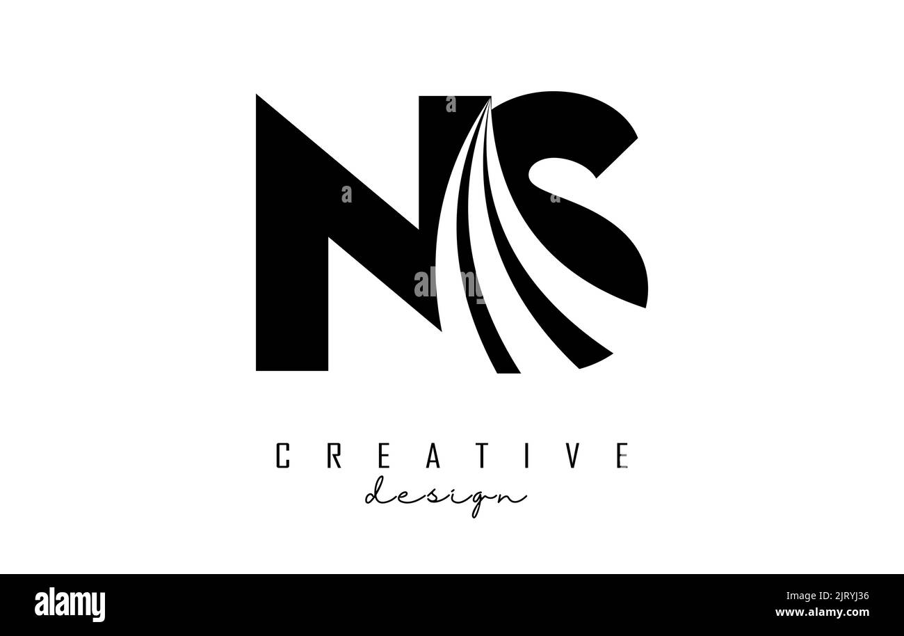 Kreatives NS n -Logo in schwarzem Buchstaben mit Linien und Straßenkonzept. Buchstaben mit geometrischem Design. Vektorgrafik mit Buchstabe und Kreat Stock Vektor