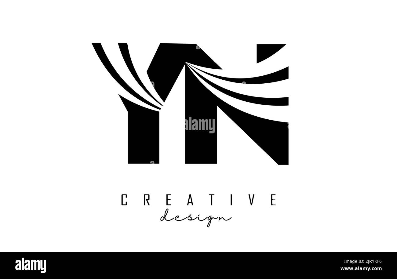 Kreatives, schwarzes YN y n-Logo mit Linien und Straßenkonzept. Buchstaben mit geometrischem Design. Vektorgrafik mit Buchstabe und Kreat Stock Vektor