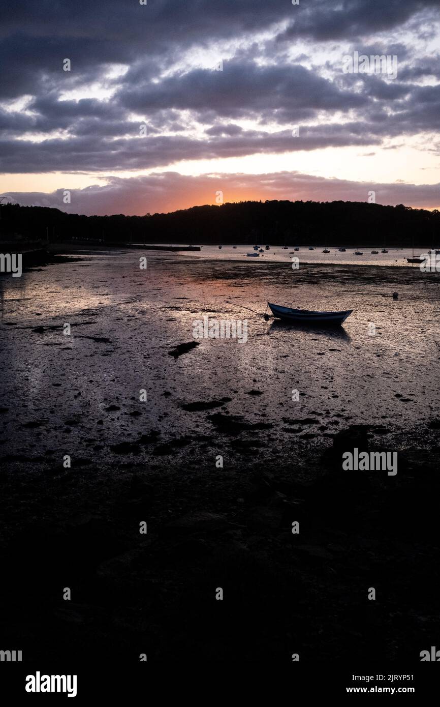Frankreich, Bretagne, Pleudihen-sur-Rance, die 2020-09-23. Langfristiger Bericht über die Fragen des Flusses Rance in der Bretagne und insbesondere zu dieser Frage Stockfoto