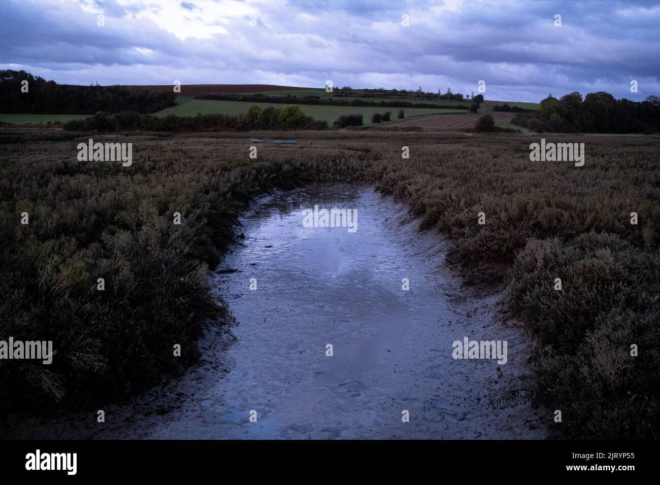 Frankreich, Bretagne, Pleudihen-sur-Rance, die 2020-09-23. Langfristiger Bericht über die Fragen des Flusses Rance in der Bretagne und insbesondere zu dieser Frage Stockfoto