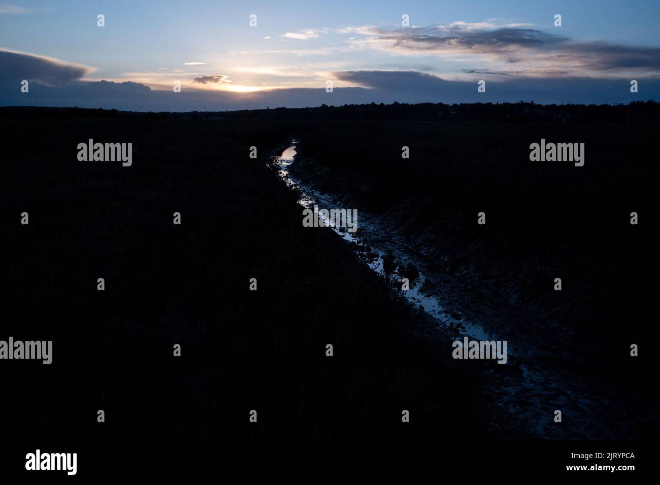 Frankreich, Bretagne, Pleudihen-sur-Rance, die 2020-09-24. Langfristiger Bericht über die Fragen des Flusses Rance in der Bretagne und insbesondere zu dieser Frage Stockfoto