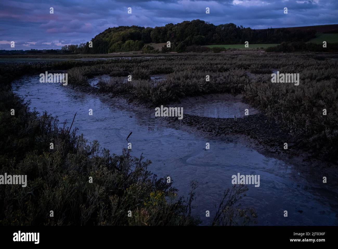 Frankreich, Bretagne, Pleudihen-sur-Rance, die 2020-09-23. Langfristiger Bericht über die Fragen des Flusses Rance in der Bretagne und insbesondere zu dieser Frage Stockfoto
