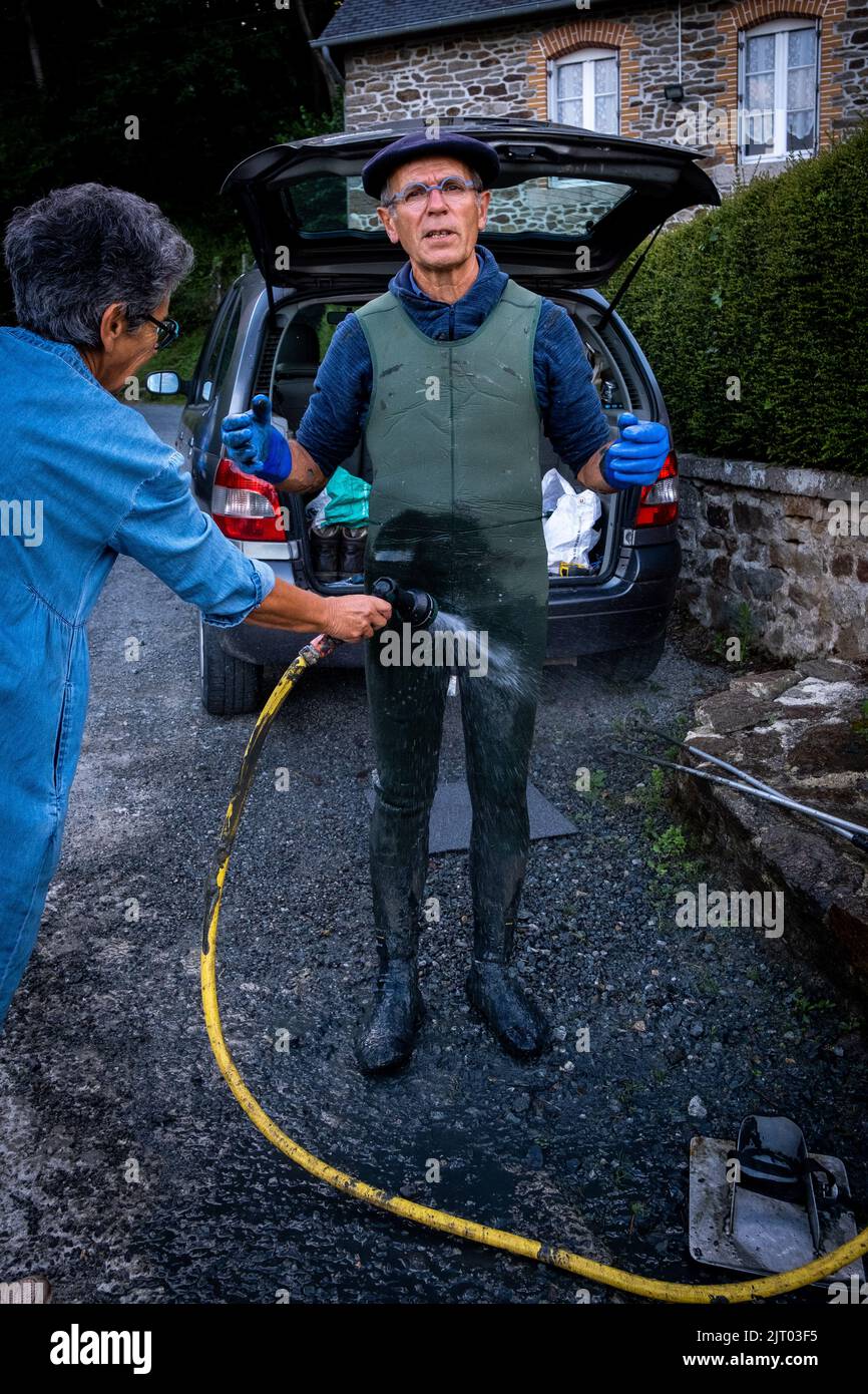 Frankreich, Bretagne, Plouer-sur-Rance le 2021-07-28. Reportage au long cours sur les enjeux du fleuve de la Rance en Bretagne et nottamment sur la questi Stockfoto