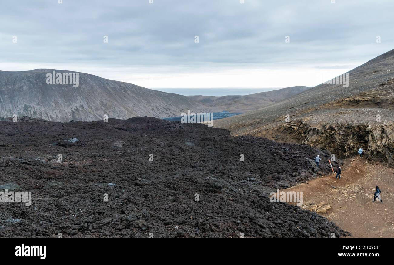 Fagradalsfjall Lava Field bei Grindavik, Reykjanes Halbinsel, Island Stockfoto