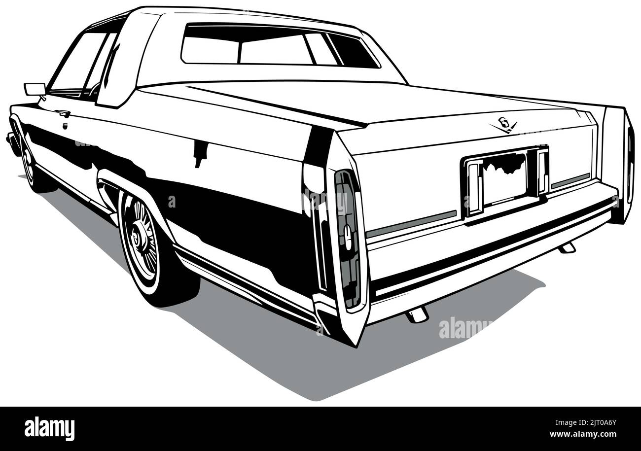Zeichnung einer klassischen amerikanischen Limousine im Oldtimer Stock Vektor