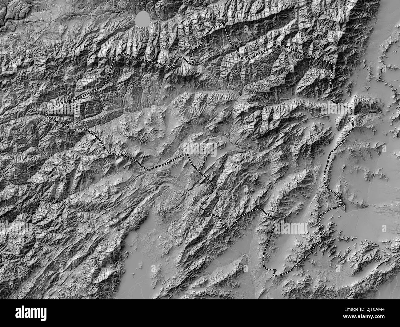 Wardak, Provinz Afghanistan. Bilevel-Höhenkarte mit Seen und Flüssen Stockfoto