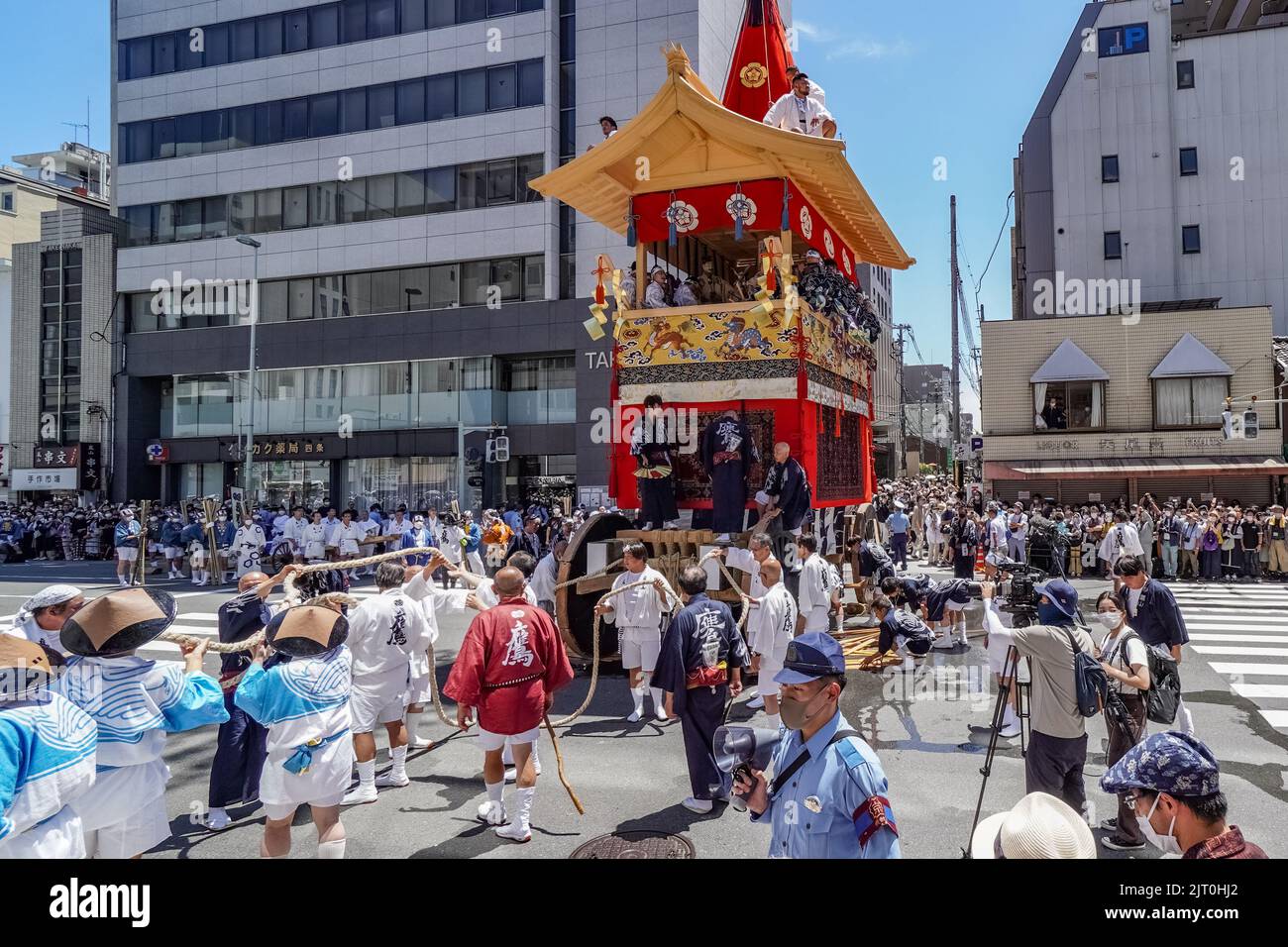 Gion Matiri (Gion Festival), Wagenparade, Taka Yama (Falkwagen), Kyoto, Japan Stockfoto