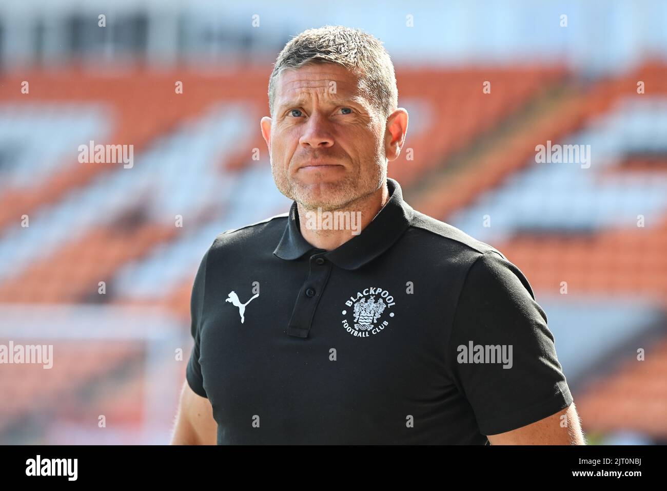 Steve Banks Torwarttrainer von Blackpool kommt am 8/27/2022 in der Bloomfield Road an. (Foto von Craig Thomas/News Images/Sipa USA) Quelle: SIPA USA/Alamy Live News Stockfoto