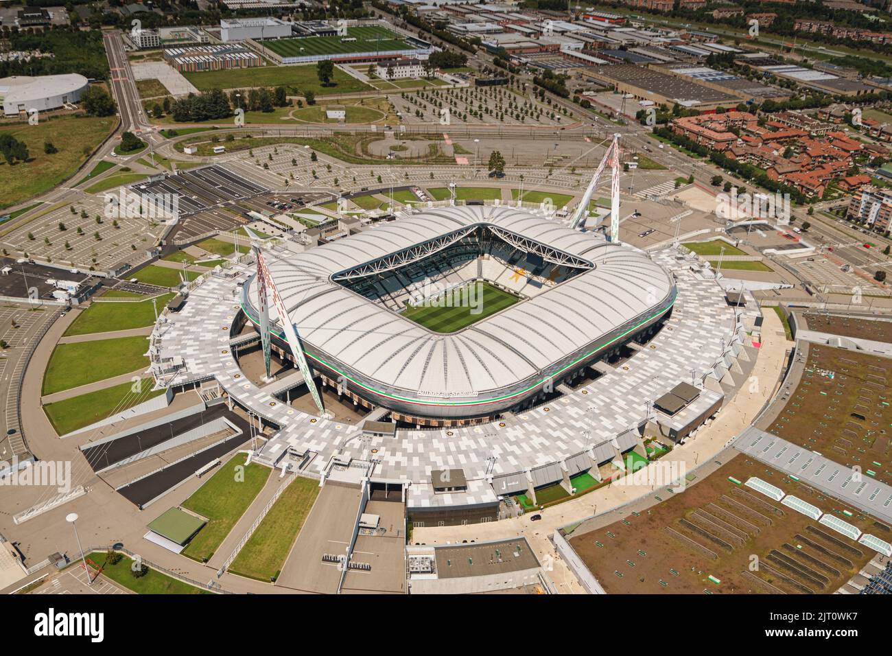 Luftaufnahme des Juventus Allianz Stadions. Turin, Italien Stockfoto