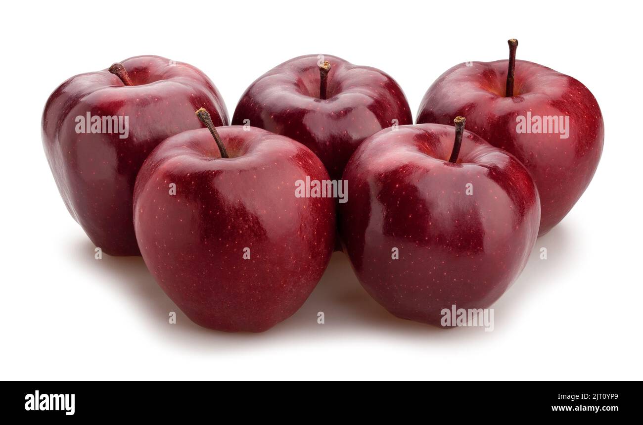 Rot köstlichen Apfelpfad auf weiß isoliert Stockfoto