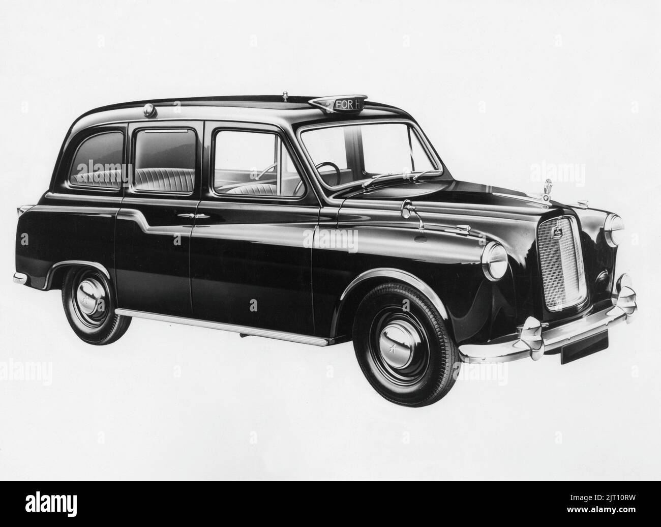 Taxi! Britisches Automodell Austin FX4, ein klassisches Taxi-Modell. 1950s Stockfoto