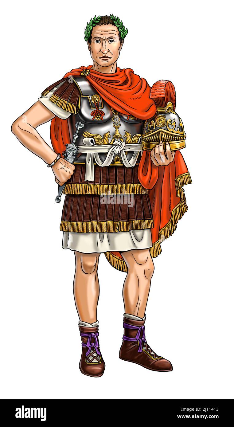 Der Römische Kaiser Gaius Julius Caesar. Zeichnung des römischen Generals und Staatsmannes. Stockfoto