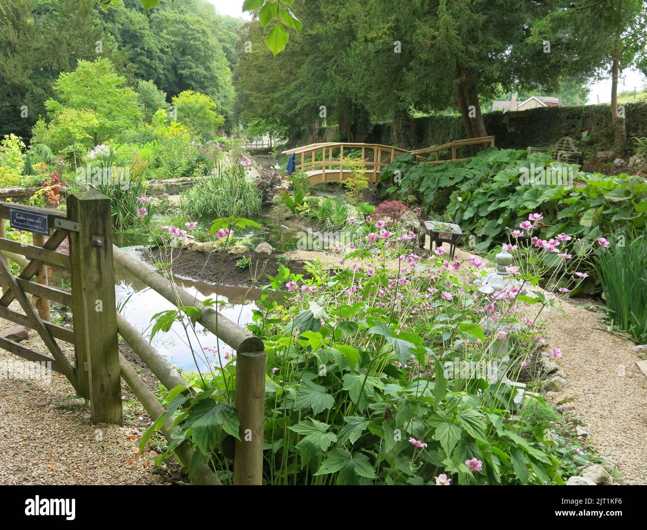 Inspiriert von japanischen Gärten und der buddhistischen Philosophie, wurden die Cascades Gardens in einem ehemaligen Steinbruch als Ort der Meditation und Stille geschaffen. Stockfoto