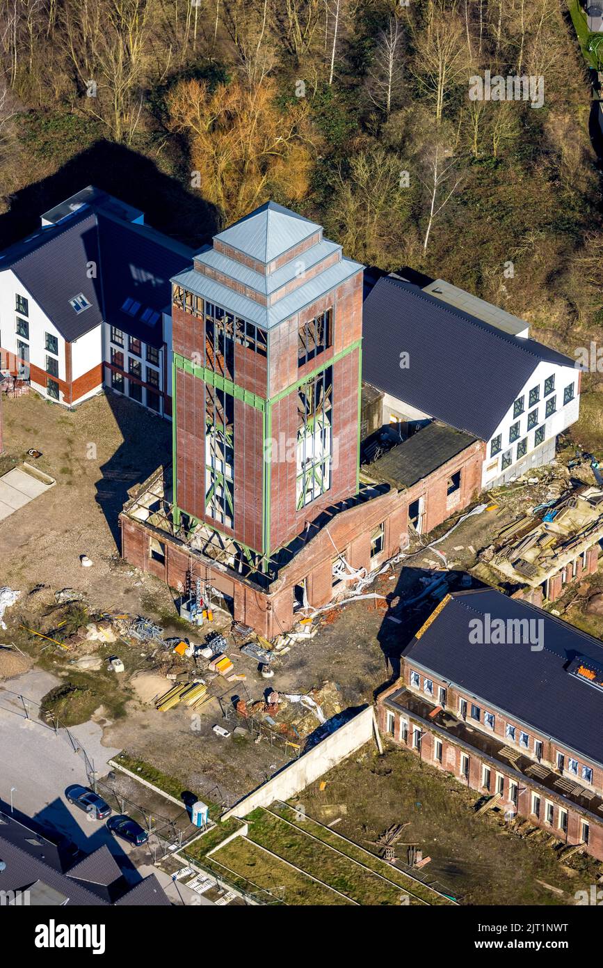 Luftaufnahme, Baustelle und Neubau, Schacht IV, Klosterhardt, Oberhausen, Ruhrgebiet, Nordrhein-Westfalen, Deutschland, Demo Stockfoto