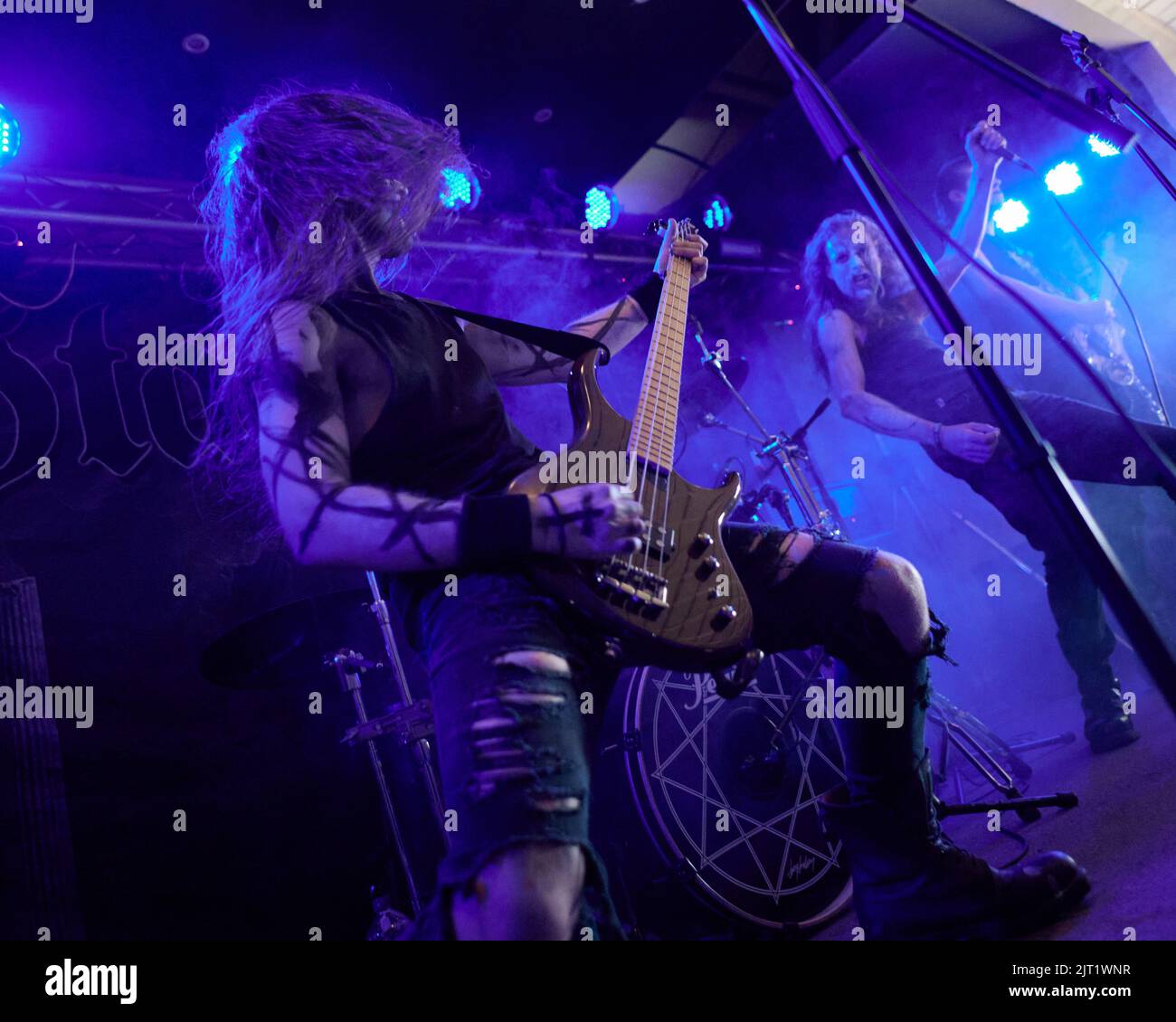 Stoke Prior, Großbritannien, 27. August 2022, Stahlsarg tritt beim Beermageddon Heavy Metal Festival auf. Kredit: Will Tudor/Alamy Live Nachrichten Stockfoto