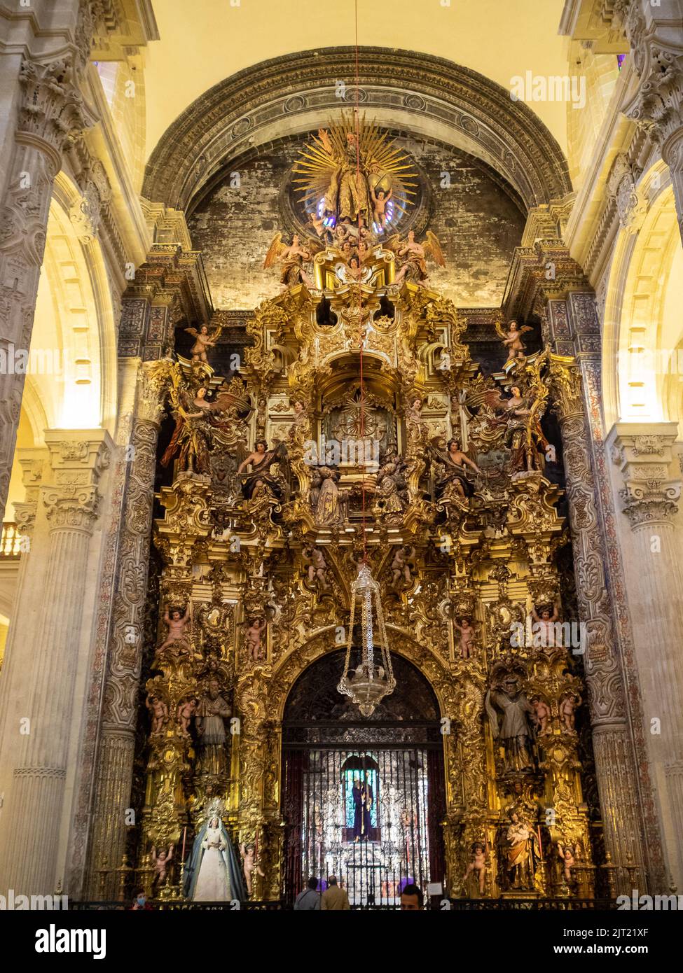 Altarbild der Sakramentskapelle, Iglesia Colegial del Divino Salvador, Sevilla Stockfoto