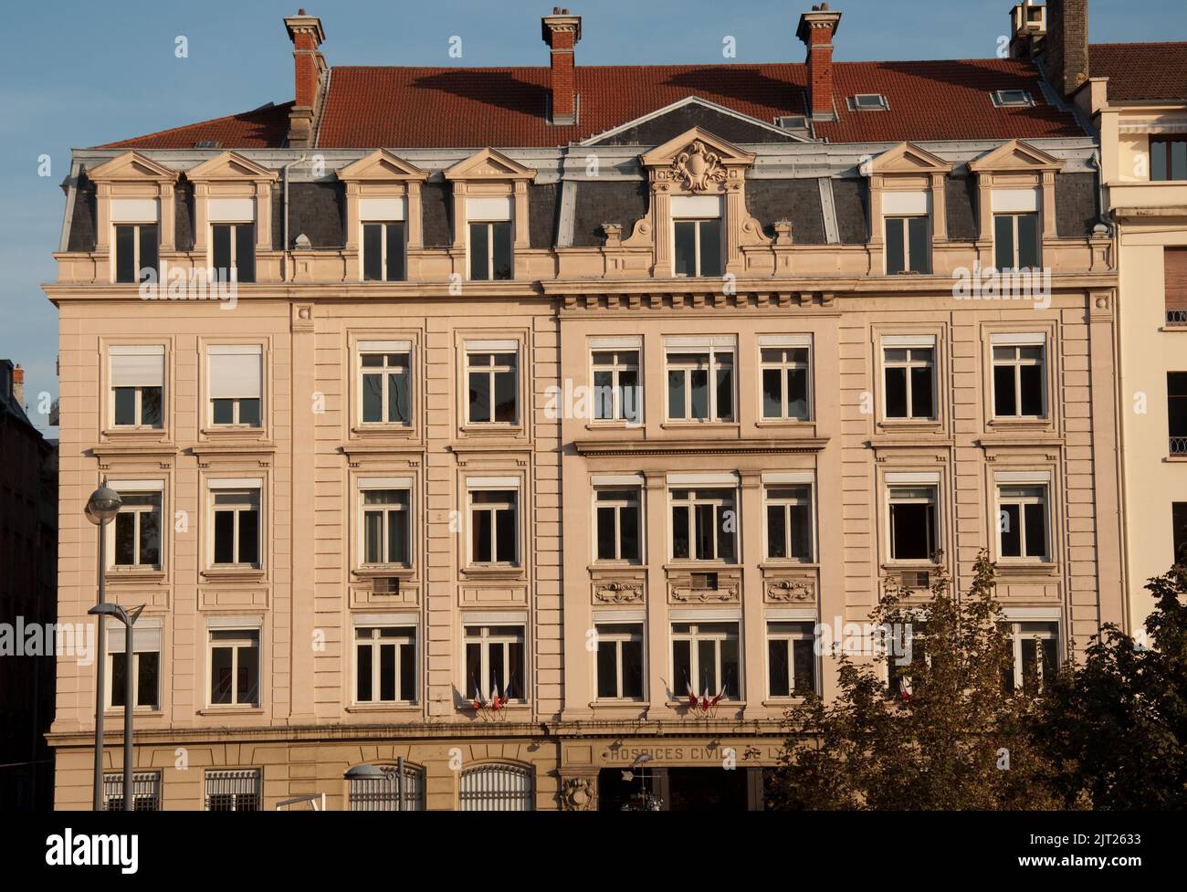 Häuser mit Blick auf die Saone, Lyon, Rhone, Rhone-Alpes, Frankreich die Saone und die Rhone treffen sich in Lyon und bilden eine Halbinsel in der Mitte Stockfoto