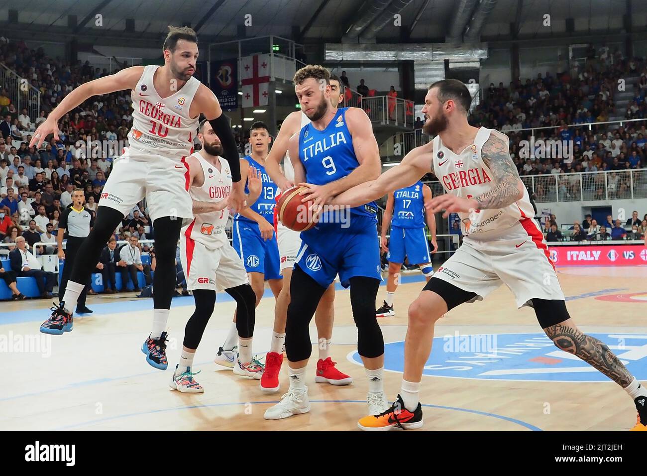 Brescia, Italien. 27. August 2022. OLYMPUS DIGITALKAMERA während der WM 2023 Qualifiers - Italien gegen Georgien, Internationale Basketball-Teams in Brescia, Italien, August 27 2022 Quelle: Independent Photo Agency/Alamy Live News Stockfoto