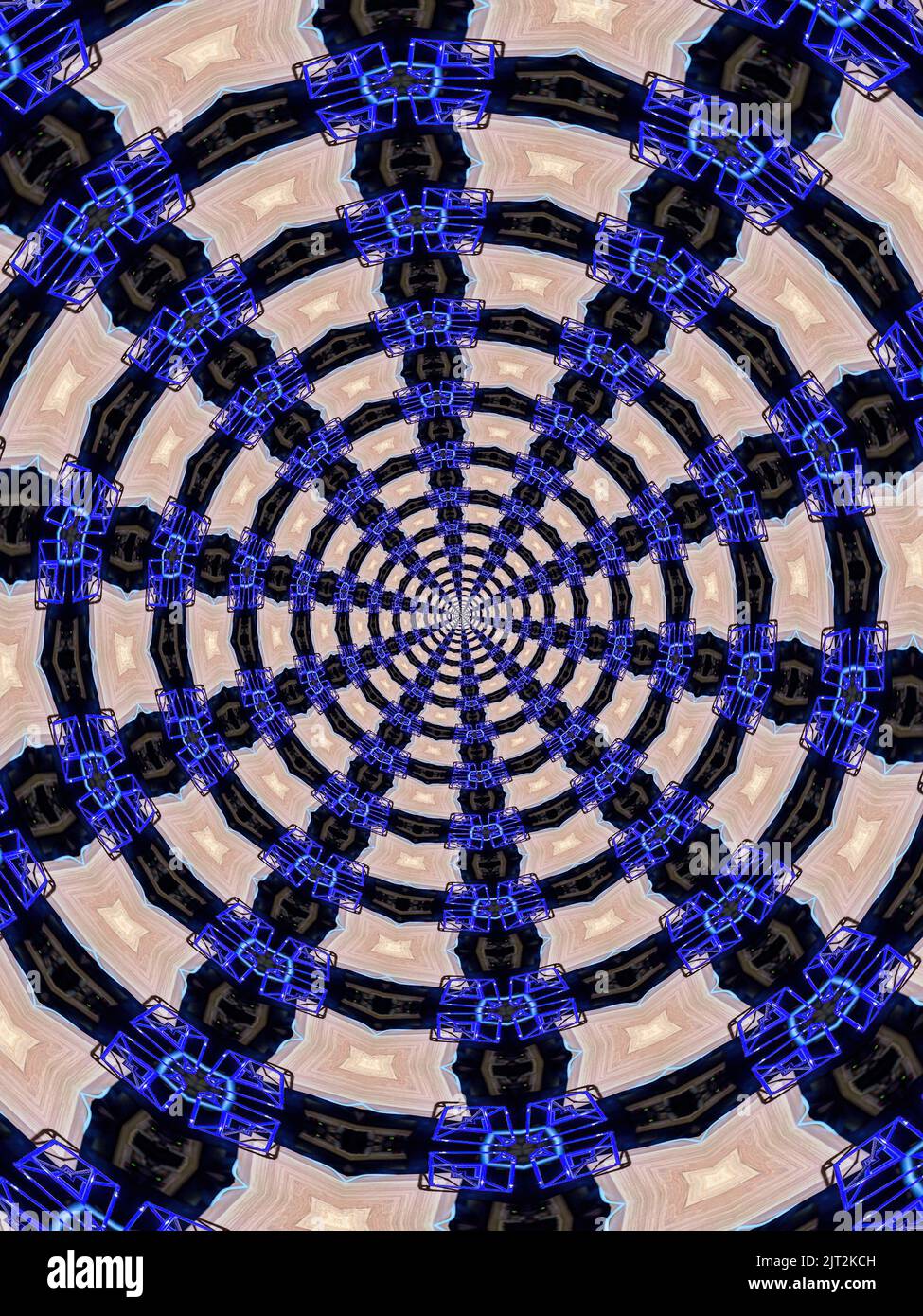 Kaleidoskop geometrisches Muster - Abstract Infinity Design. Konzentrisches Muster zu einem Fluchtpunkt. Stockfoto