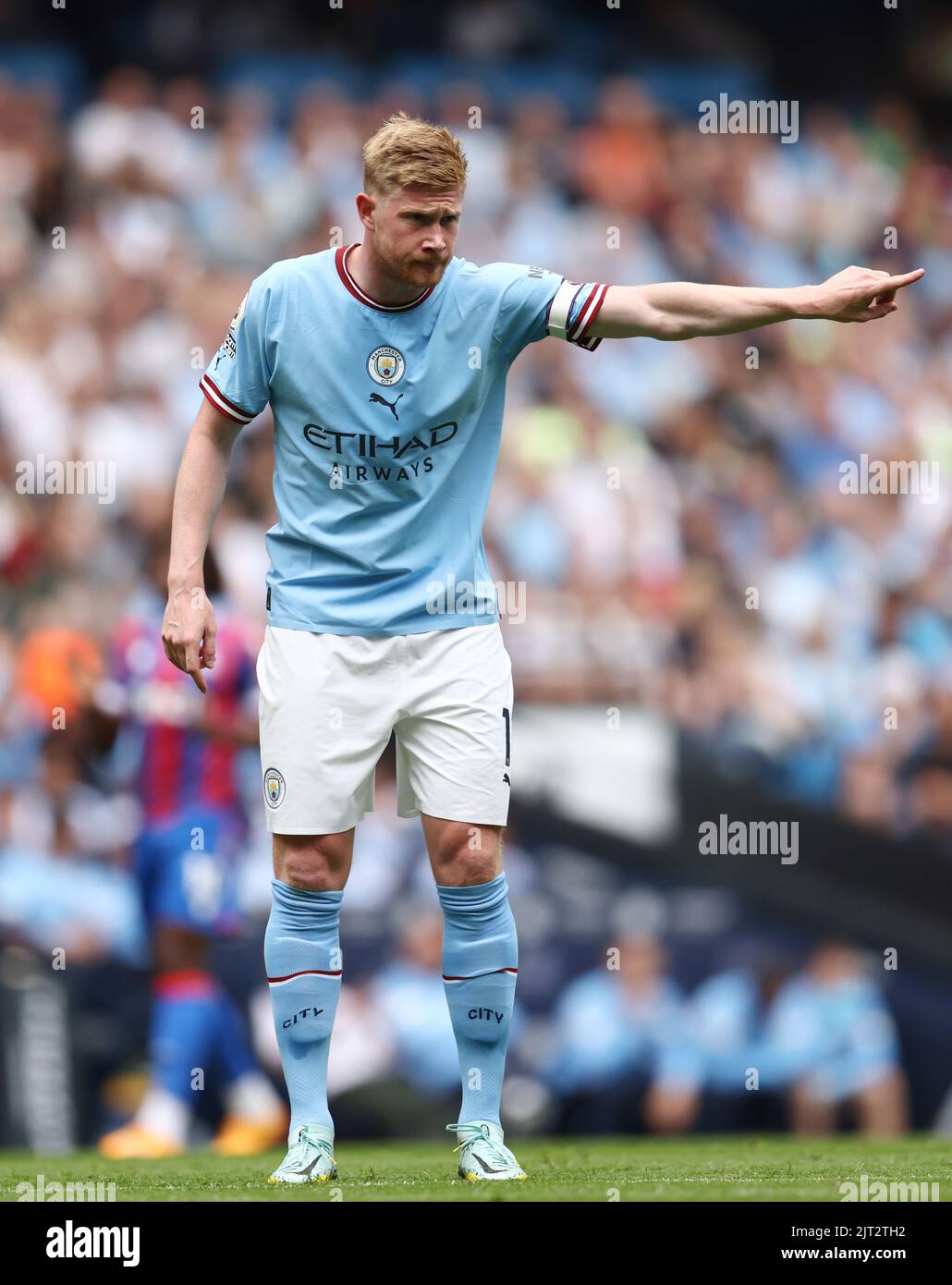 Manchester, England, 27.. August 2022. Kevin De Bruyne von Manchester City während des Spiels der Premier League im Etihad Stadium, Manchester. Bildnachweis sollte lauten: Darren Staples / Sportimage Stockfoto