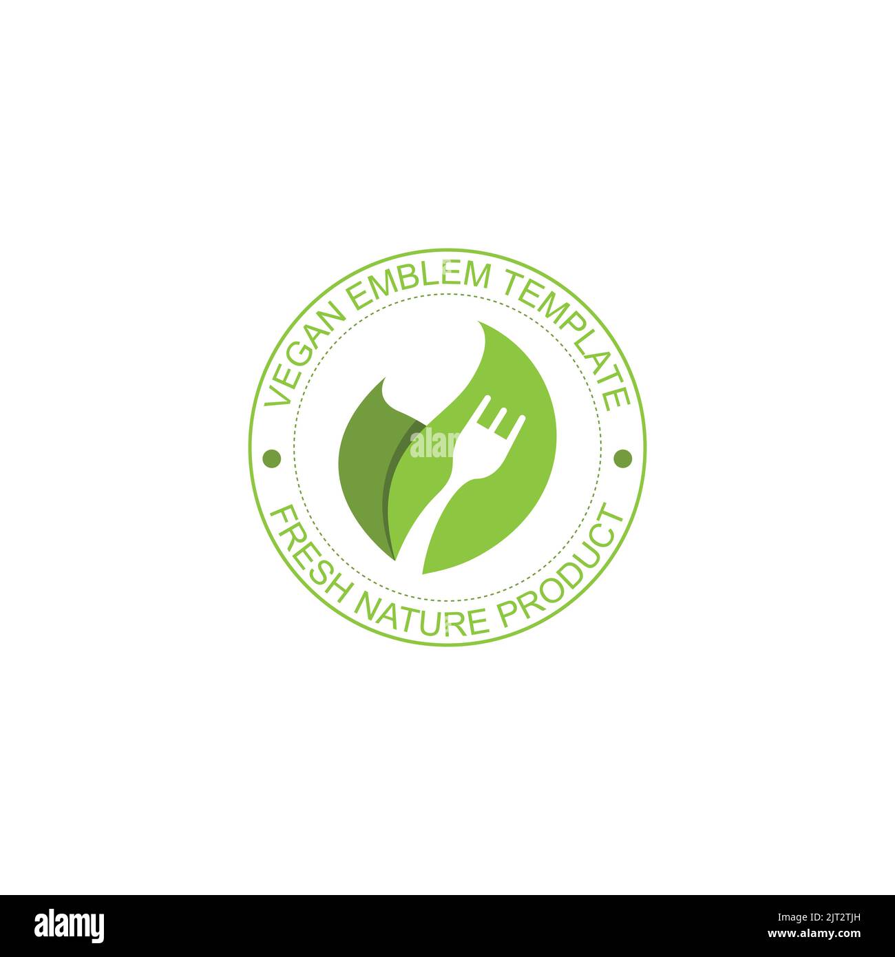 Vegan Freundliches Food Icon Badge Design. Vegane Vektor Illustration Symbol Stock Vektor. Logo für Bio-Lebensmittel. Veganes Vektorabzeichen. Veganes Lebensmittelschild mit Blättern Stock Vektor