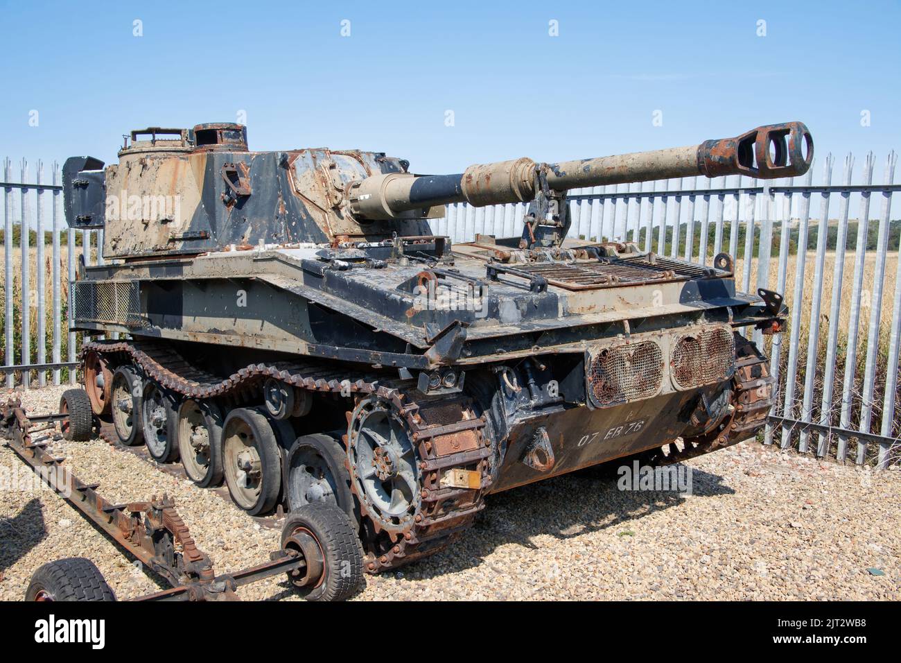Getarnter Panzer im North East Land Sea & Air Museum Stockfoto