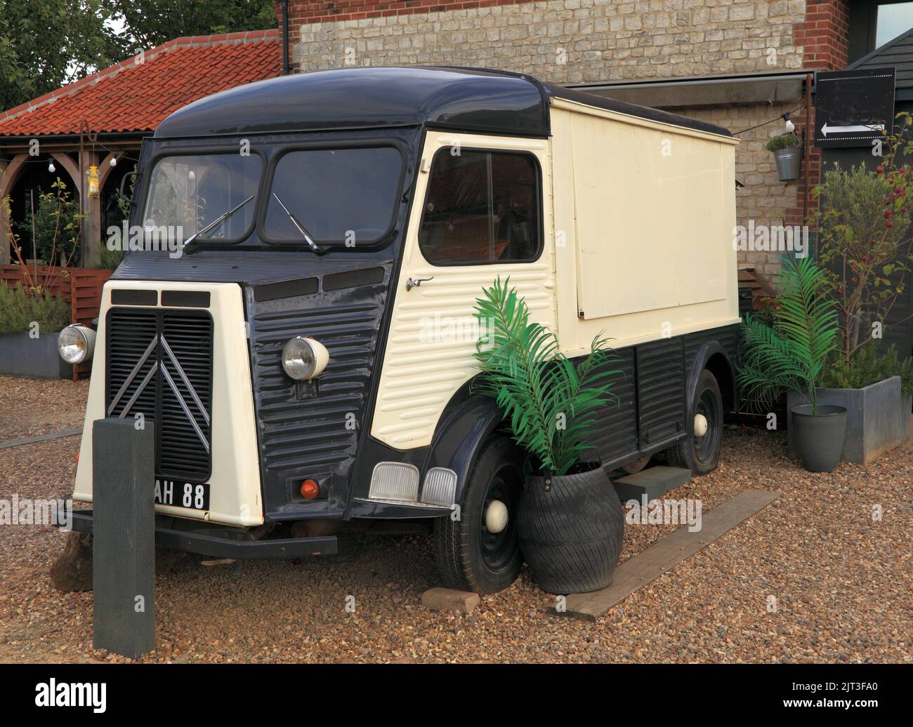 Lieferwagen für Vintage-Lebensmittel, Transport, Norfolk, England Stockfoto