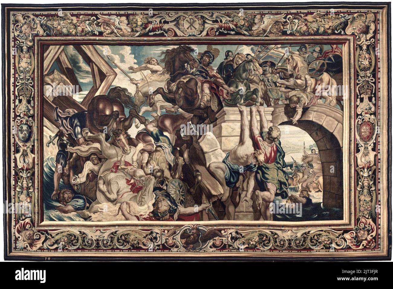 Triumph Konstantins über Maxentius bei der Schlacht an der Milvianischen Brücke (Wandteppich) - 1623-1625. Stockfoto