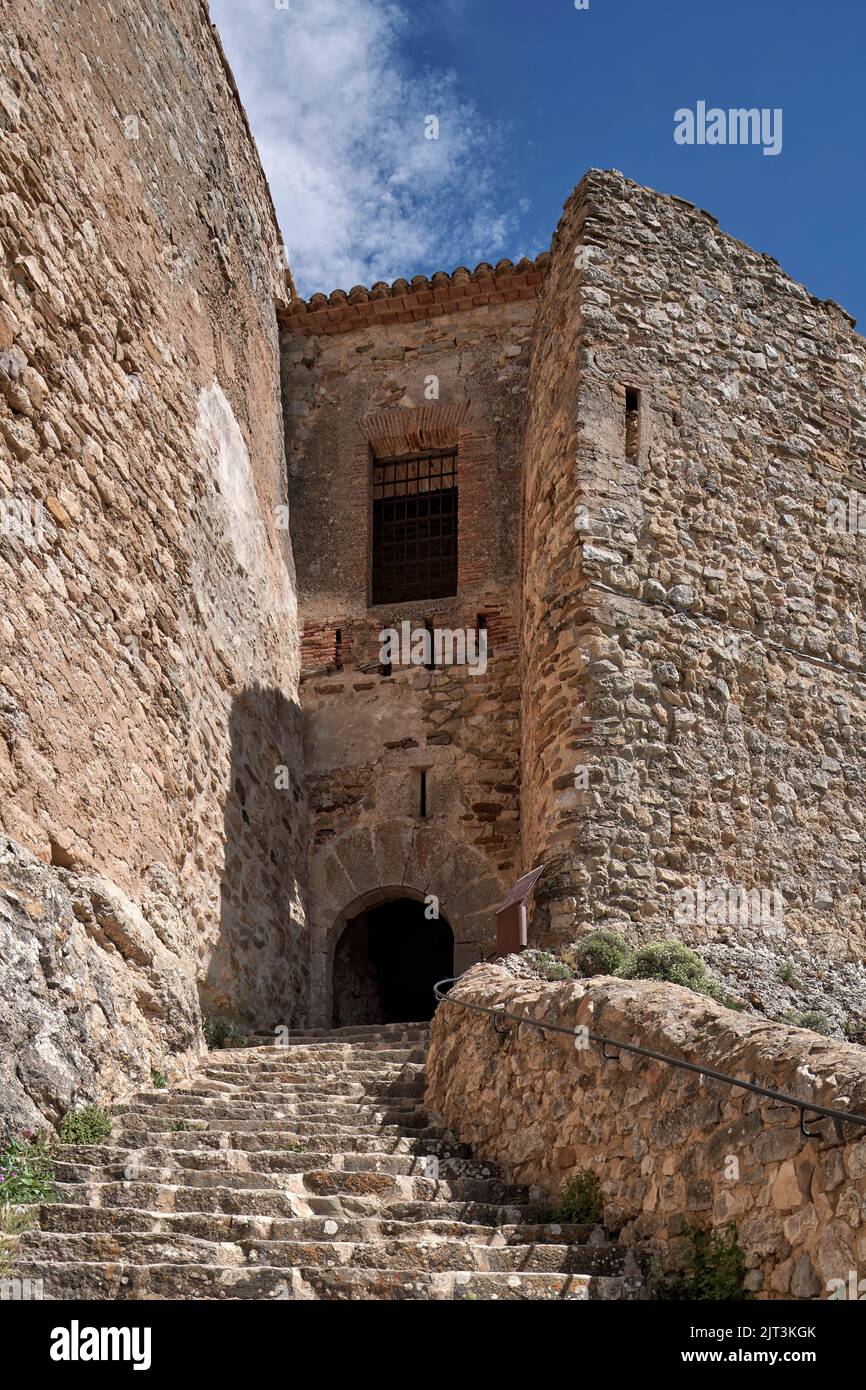 Alte Burgruine in Morella, Spanien Stockfoto