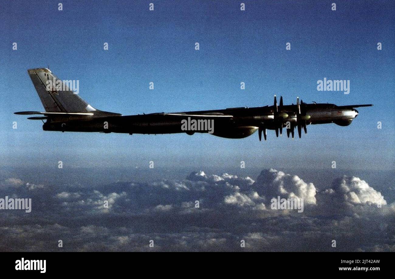 Tupolev TU-95 Bear Seitenansicht 1984. Stockfoto