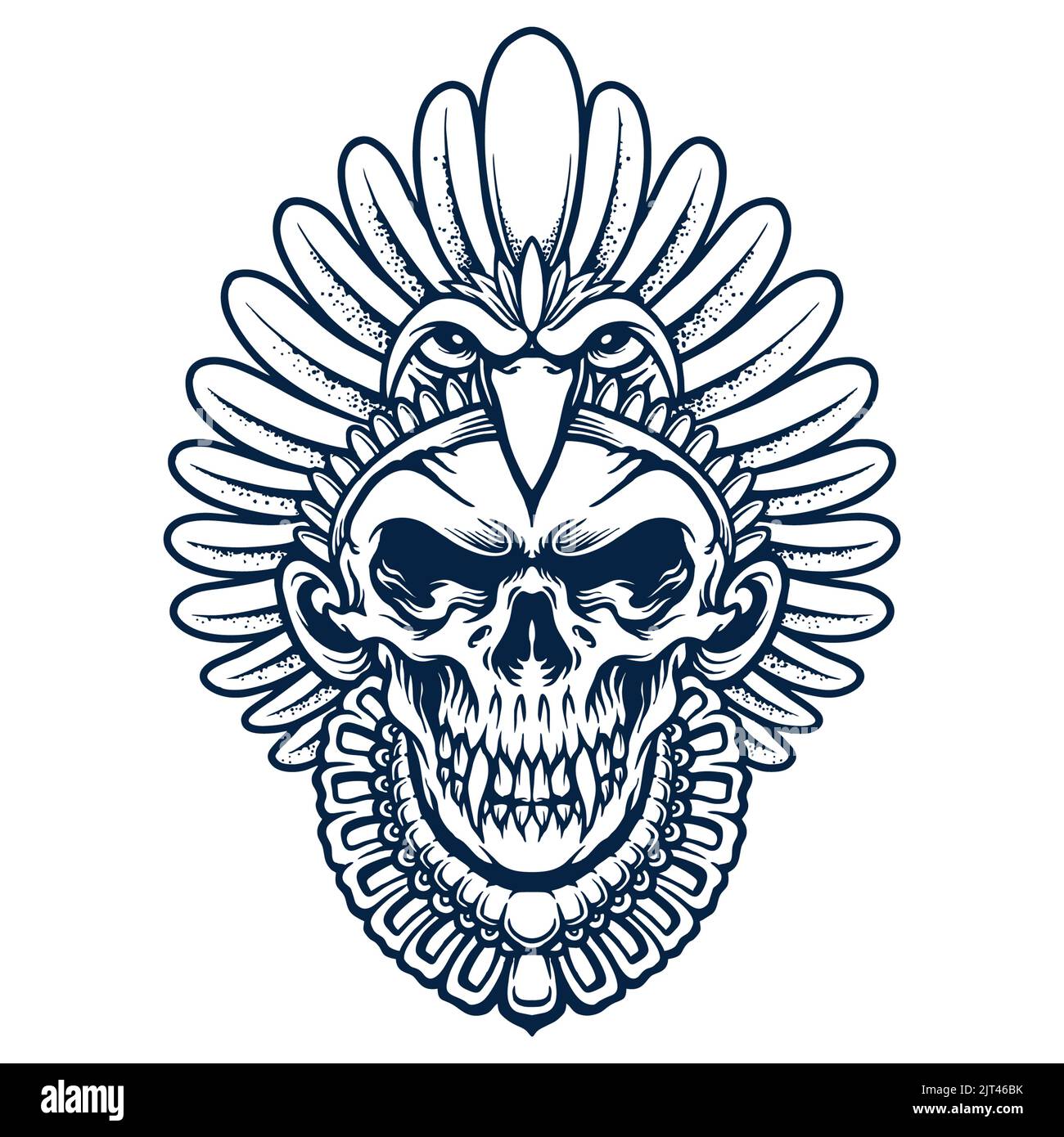 Indian Native American Skull Silhouette Vektor-Illustrationen für Ihre Arbeit Logo, Maskottchen Merchandise T-Shirt, Aufkleber und Label-Designs, Poster, begrüßen Stockfoto