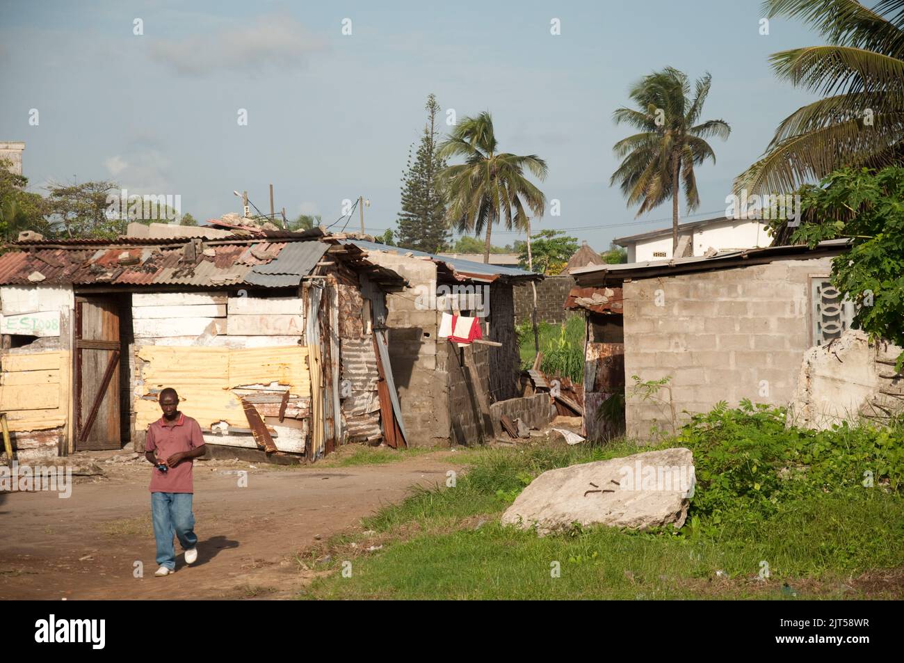 Slum Houses, Sinkor, Monrovia, Liberia Stockfoto