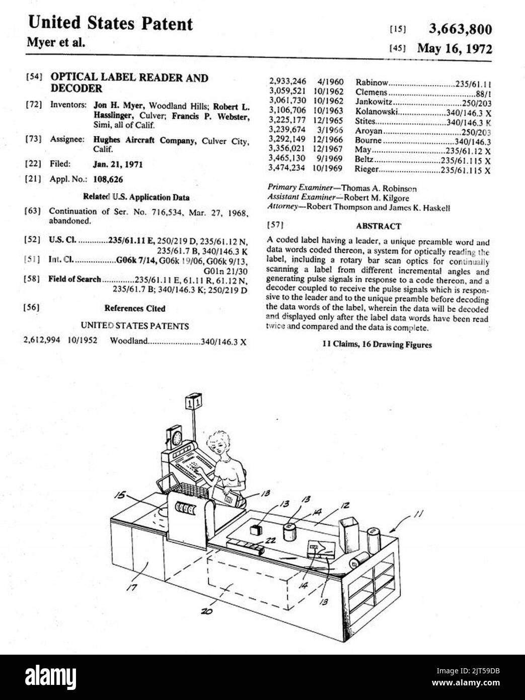 US-Patent - Supermarket Scanner. Stockfoto