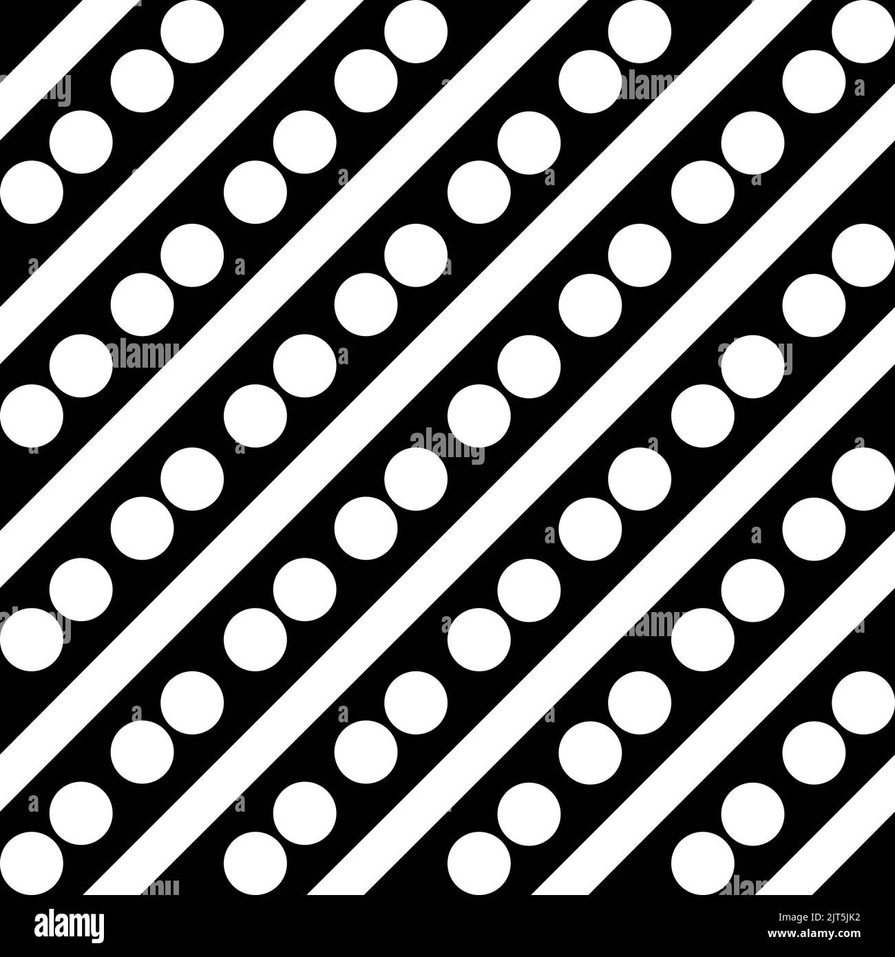Nahtloses Muster mit Punkten und diagonalen Streifen in 2 Farben Stockfoto