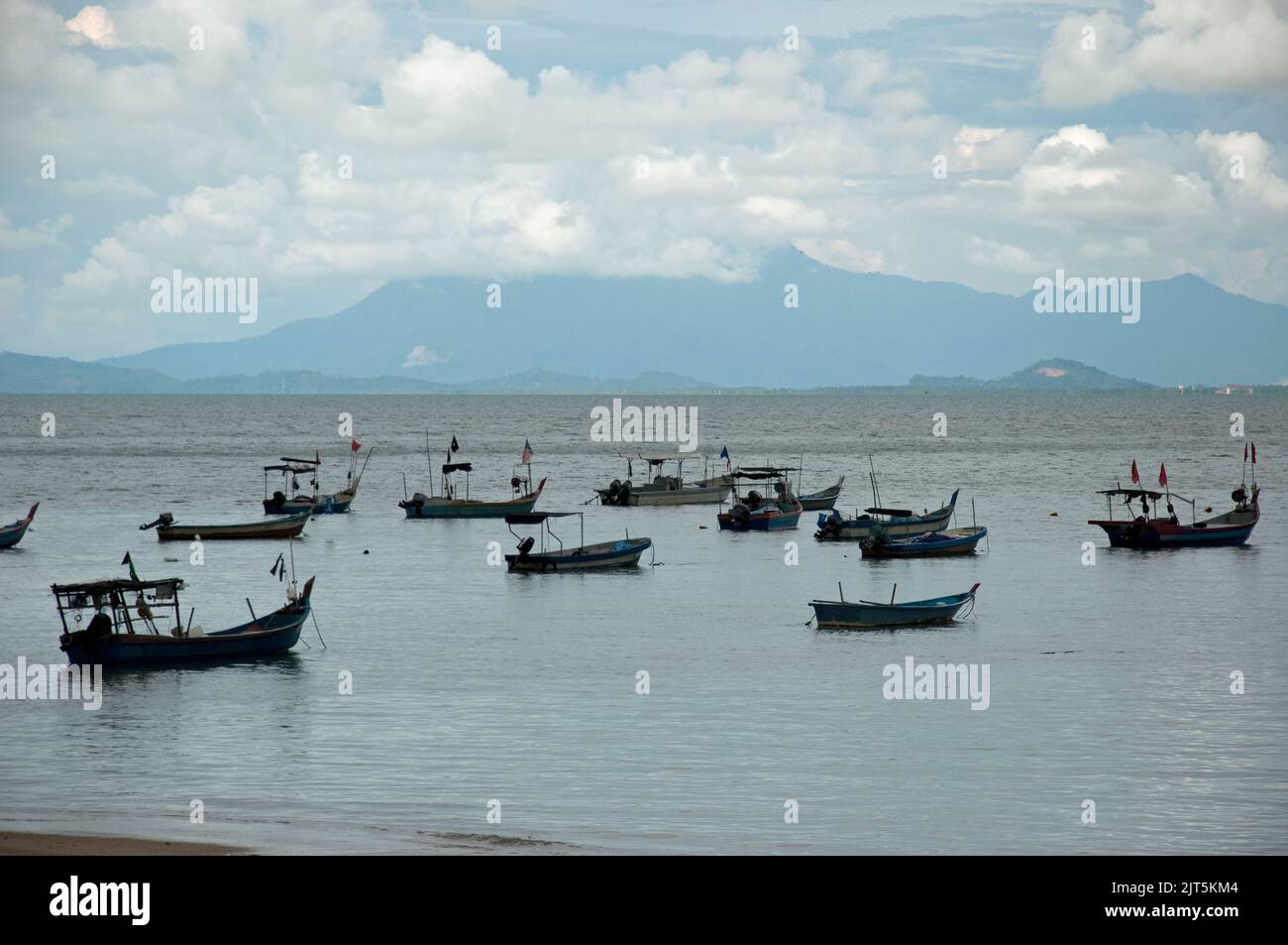 Kleiner Hafen mit Fischerbooten, Penang, Malaysia, Asien Stockfoto