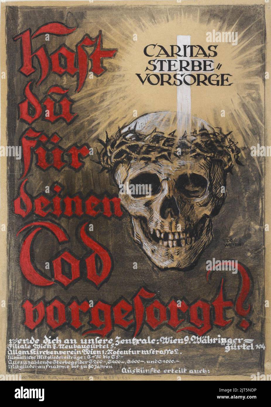 Udo Weith Plakatentwurf Caritas Sterbe-Fürsorge. Stockfoto