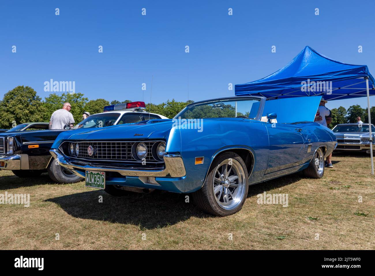 1970 Ford Torino GT Cabriolet ‘WLW 351C’ auf der American Auto Club Rally of the Giants, die am 10.. Juli 2022 im Blenheim Palace stattfand Stockfoto