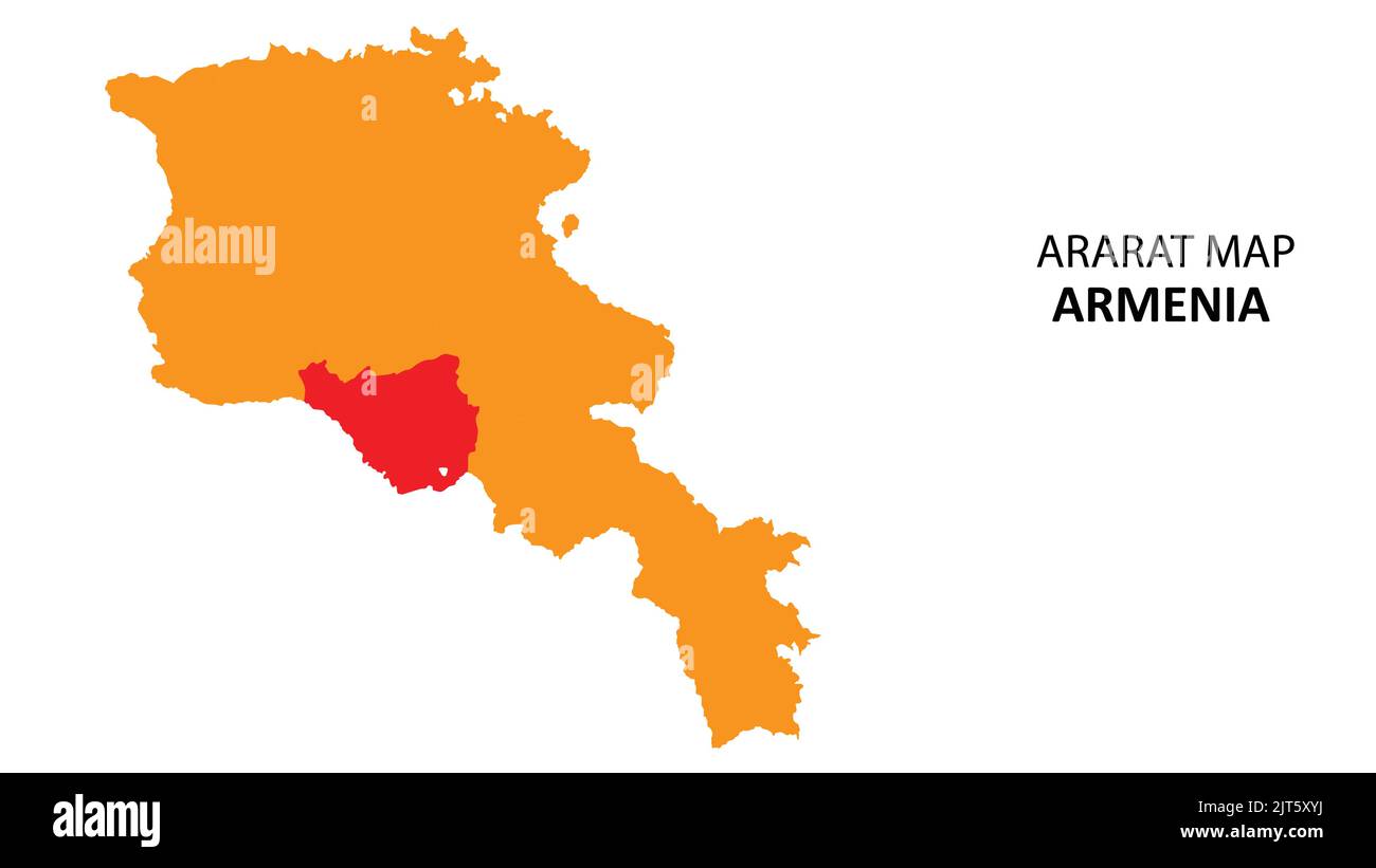 Karte des Ararat-Staates und der Regionen auf der Armenienkarte hervorgehoben. Stock Vektor