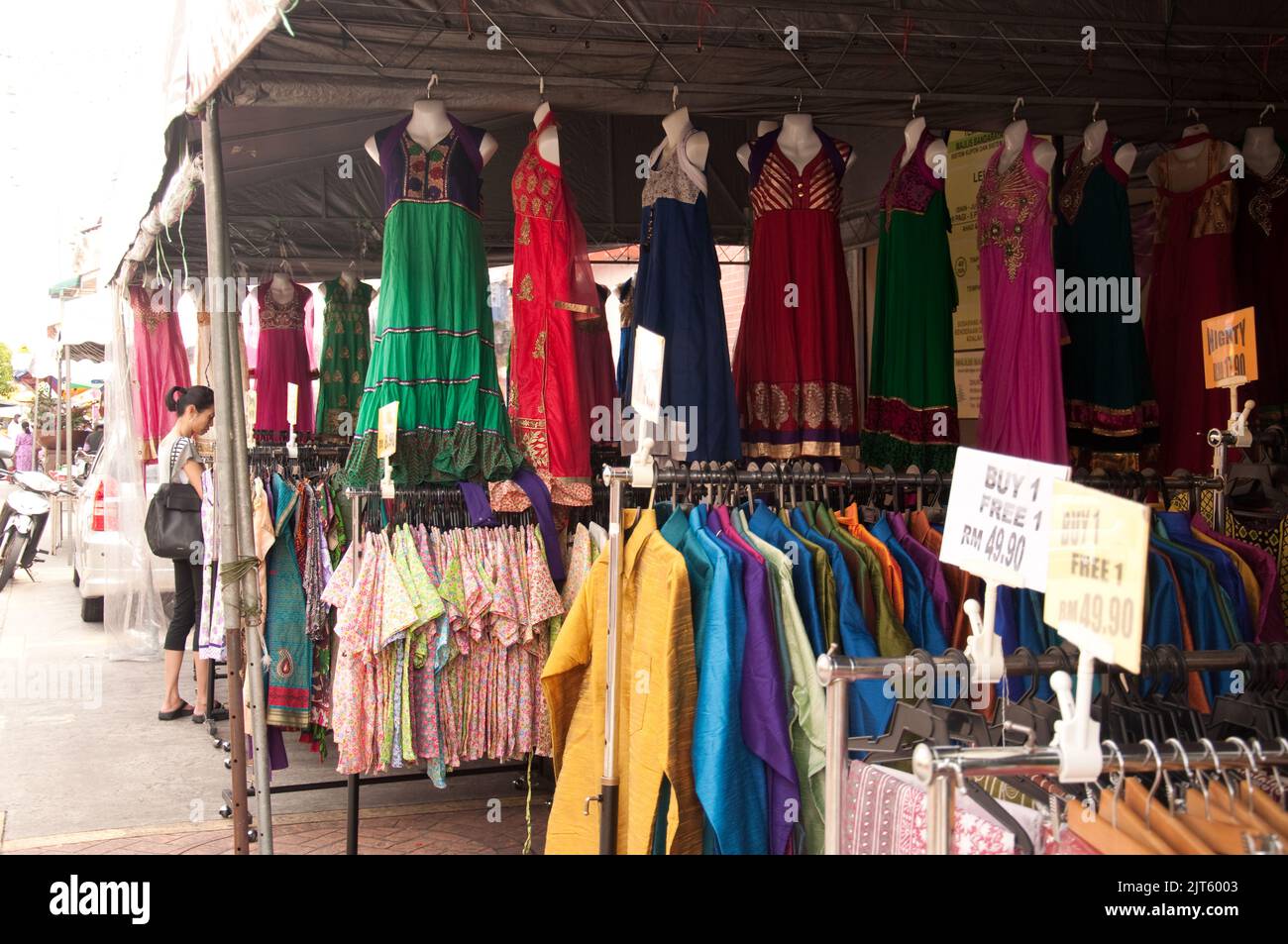 Marktstände, Little India, Georgetown, Penang, Malaysia, Asien Stockfoto