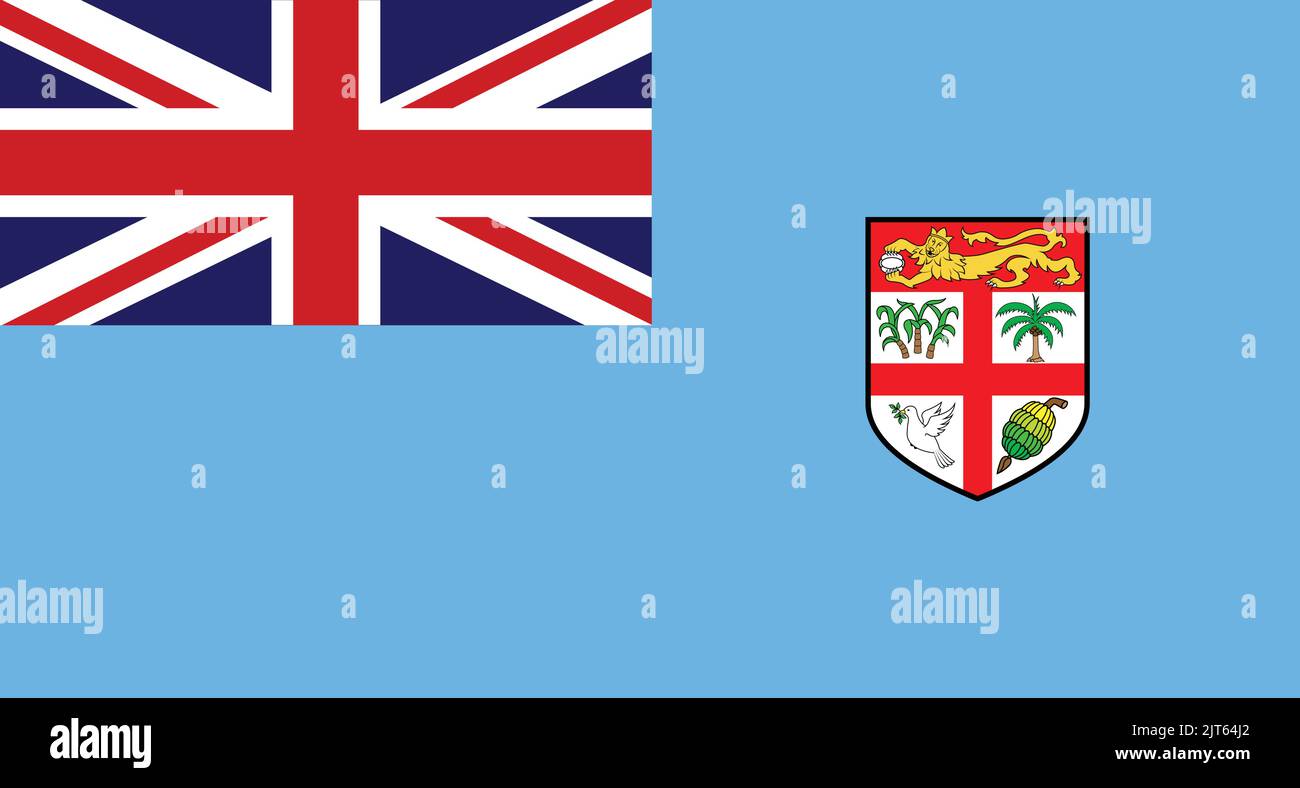 Fidschi Nationalflagge - Vektor Flagge von Fidschi Land - Wappen von Fidschi - Fidschi Logo - London Flagge, Sky Blue - Fidschi volle Flagge Vektor EPS Stock Vektor