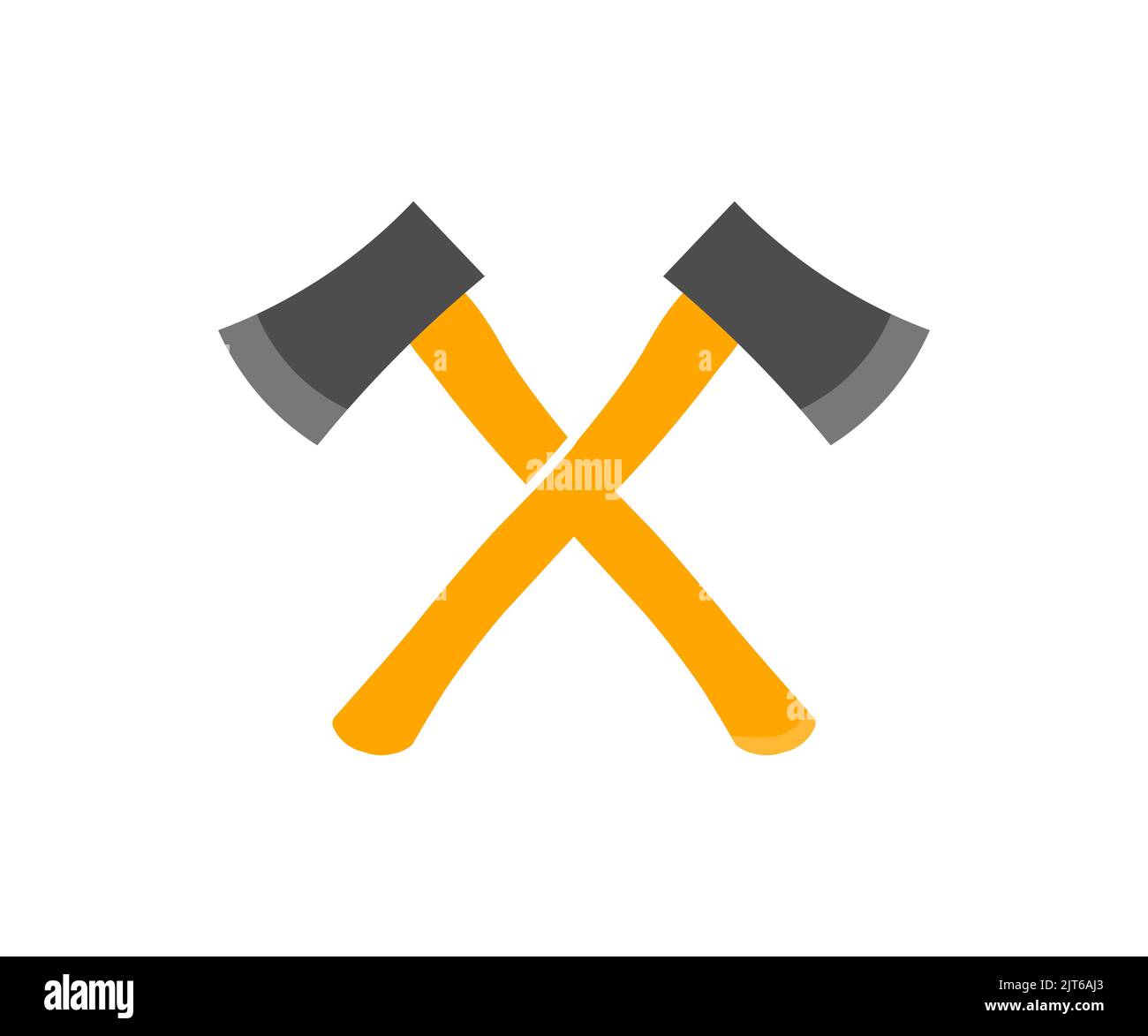 Kreuz Axt, gekreuzte Holzachsen Logo Design. Flache Darstellung des Überlebensaxt-Vektor-Symbols für Webdesign-Vektor-Design und -Illustration. Stock Vektor