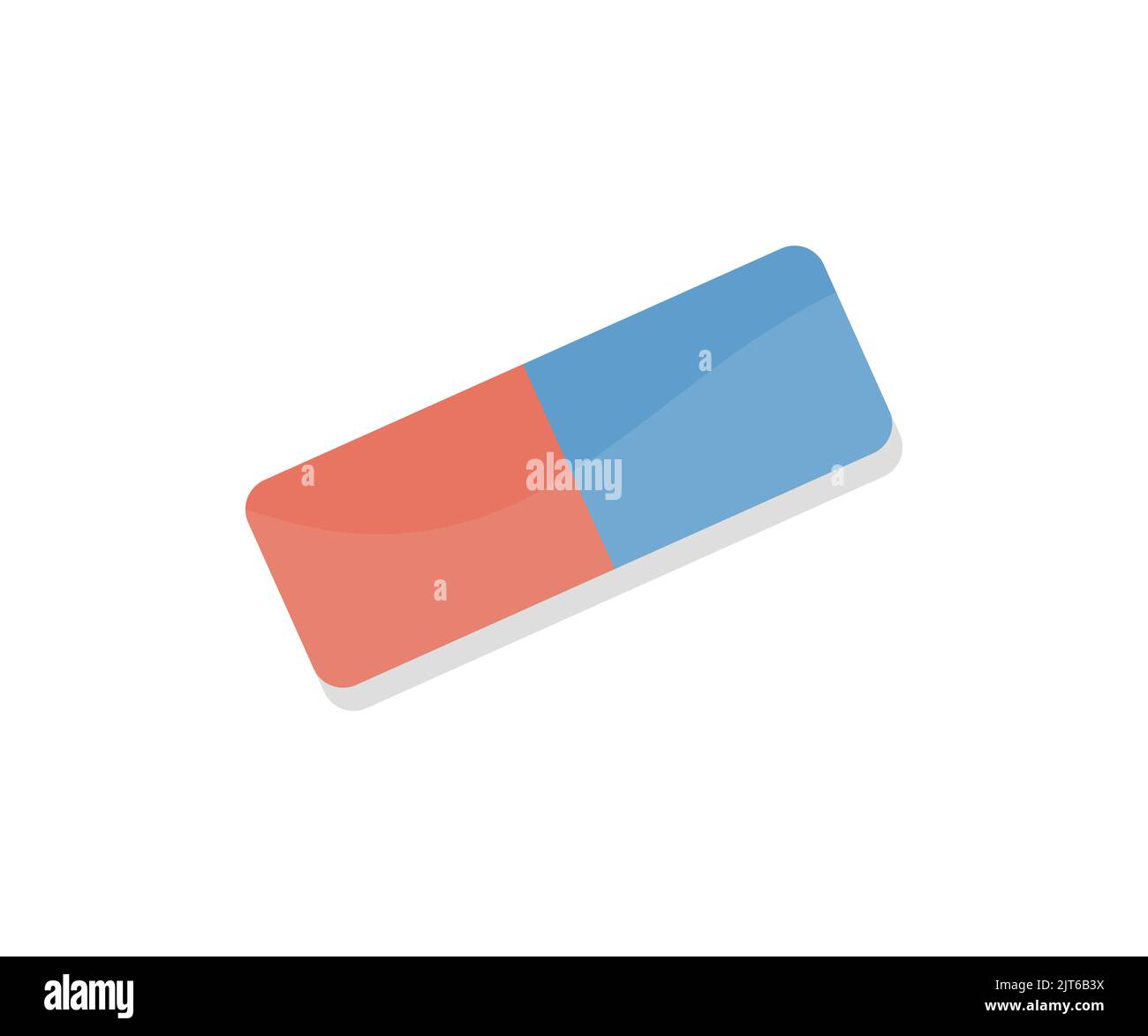 Rot und blau Radiergummi Schule Bildung Logo Design. Werkzeugvektor wird gelöscht. Isometrisches Zeichenelement, Bildung und Wissen, Geometrieunterricht oder Klasse. Stock Vektor