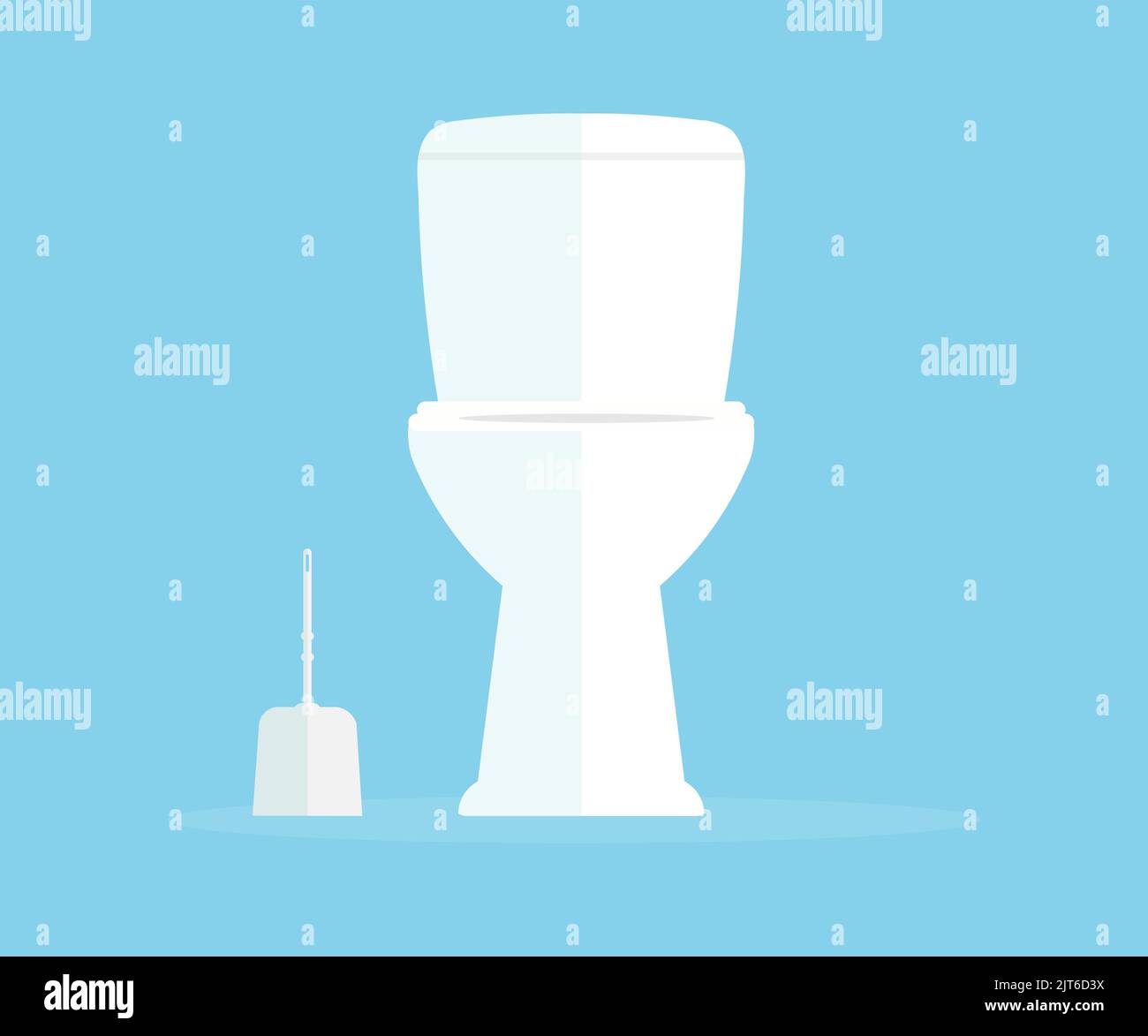 Weiße Keramik WC und WC Bürste Logo Design. Die Datei enthält einen Pfad zum Isolationsvektordesign und zur Illustration. Stock Vektor