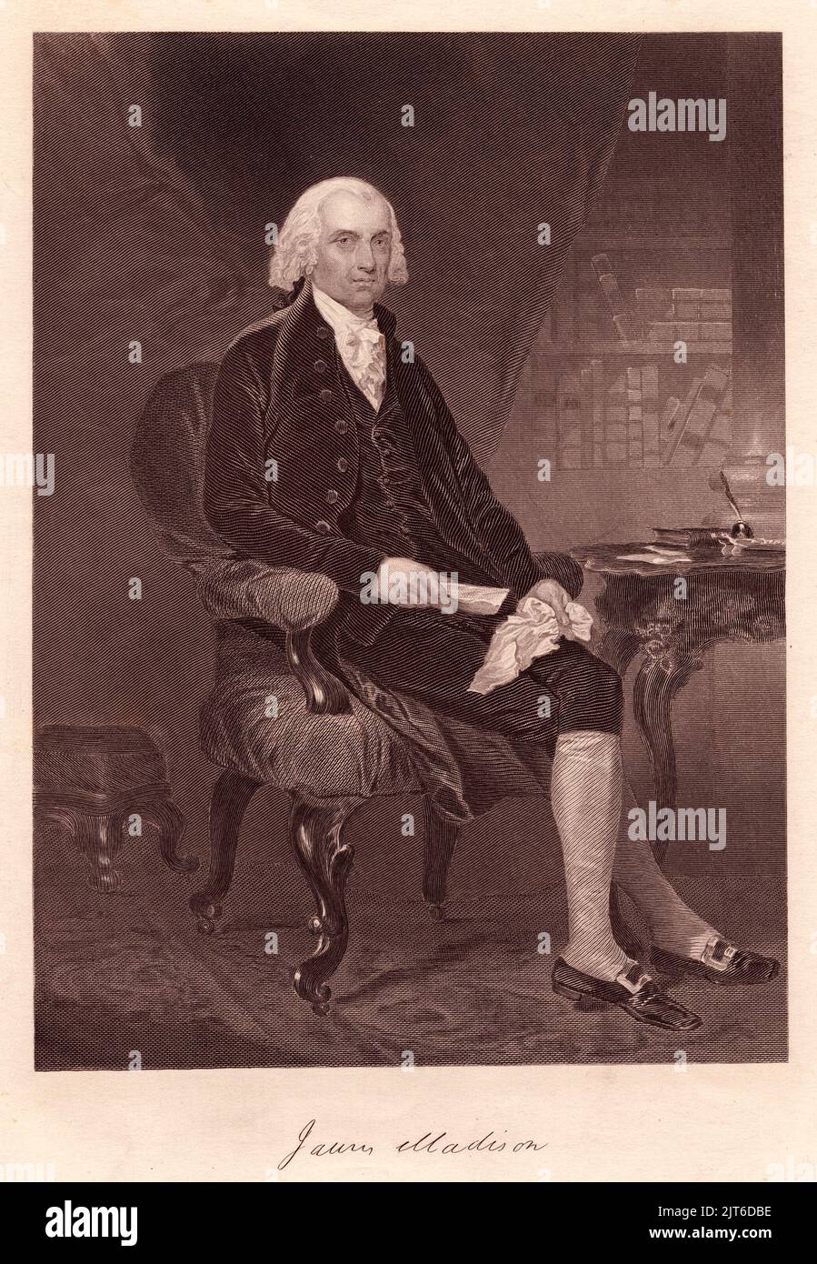 Ein Porträt von James Madison, dem vierten Präsidenten der Vereinigten Staaten Stockfoto