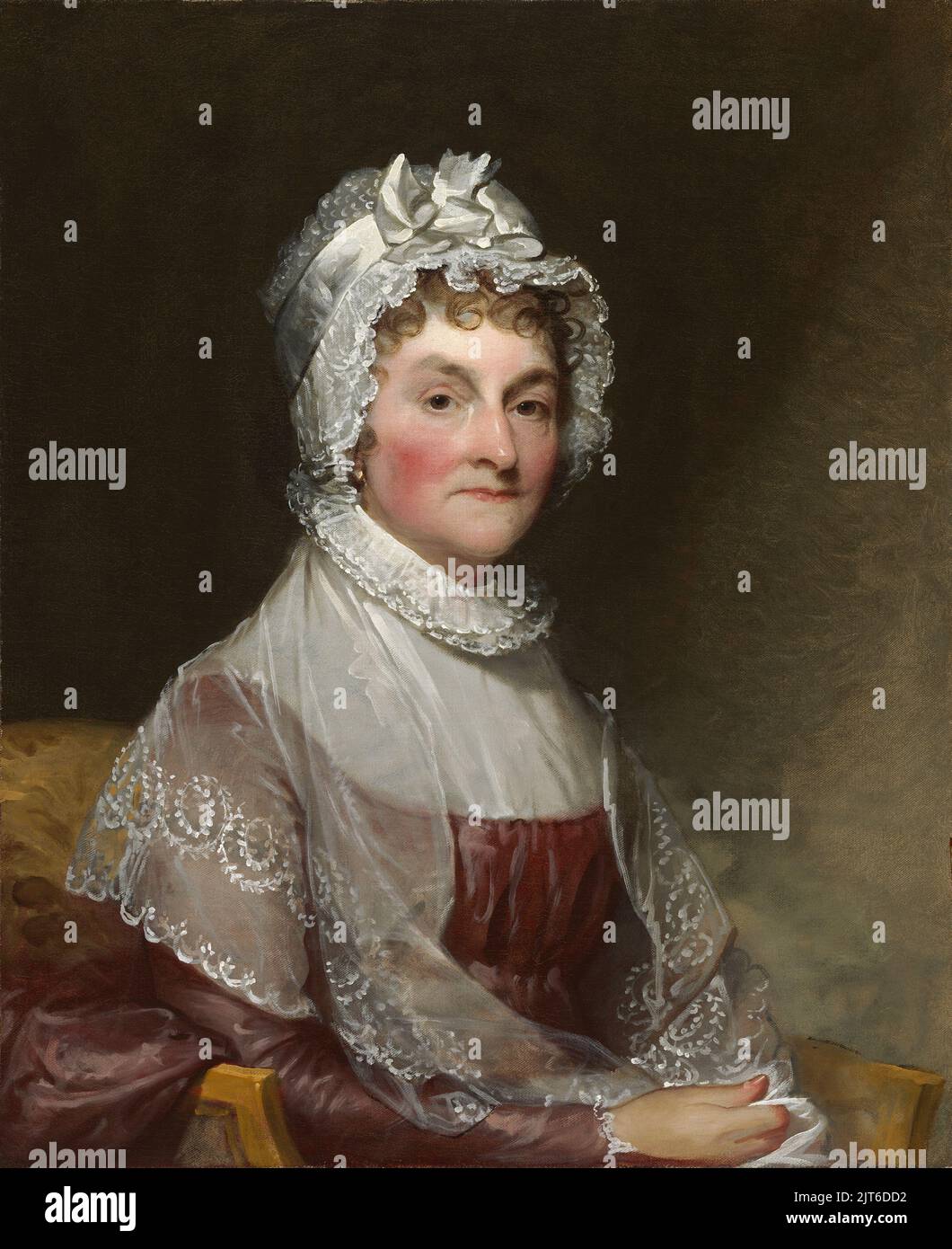 Ein Porträt von Abigail Smith Adams, der Frau des zweiten US-Präsidenten John Adams. Gemalt von Gilbert Stuart. Stockfoto