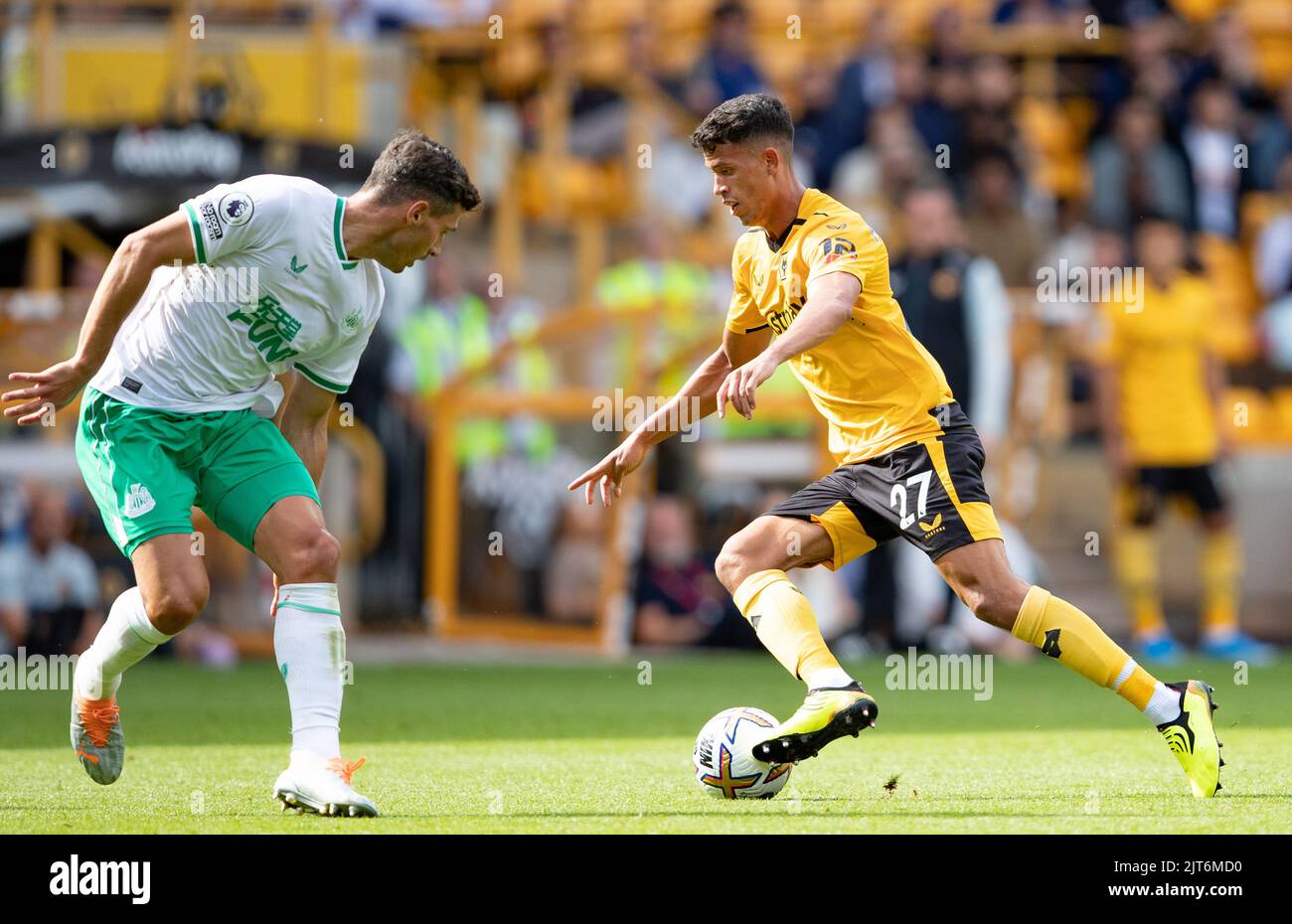 WolvesÕs Matheus Luiz in Aktion während des Premier League-Spiels zwischen Wolverhampton Wanderers und Newcastle United am Sonntag, 28.. August 2022 in Molineux, Wolverhampton. Stockfoto
