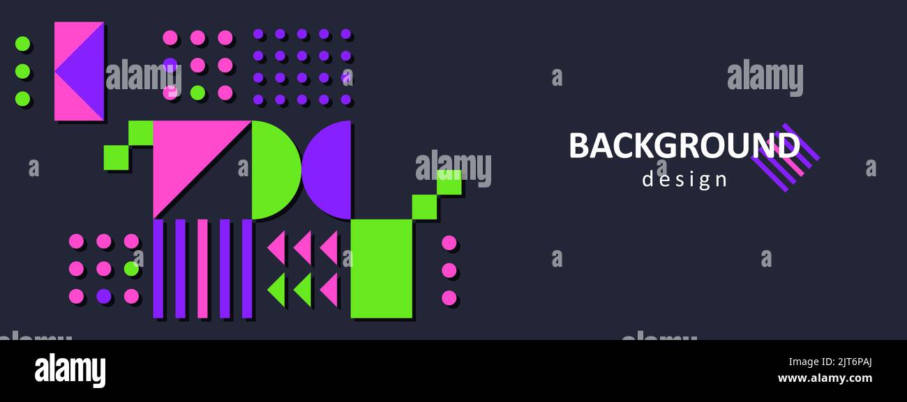 Geometrische Formen Design, moderne bauhaus Neonfarben Hintergrund. Abstrakter Vektorhintergrund, Präsentation, Webseitenelemente oder Anzeigenvorlage Stock Vektor