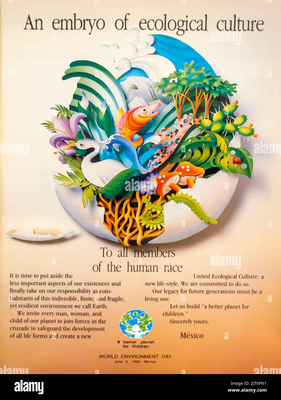 Weltumwelttag in Mexiko 1990 Anzeige in einem NatGeo Magazin, Juni 1990 Stockfoto