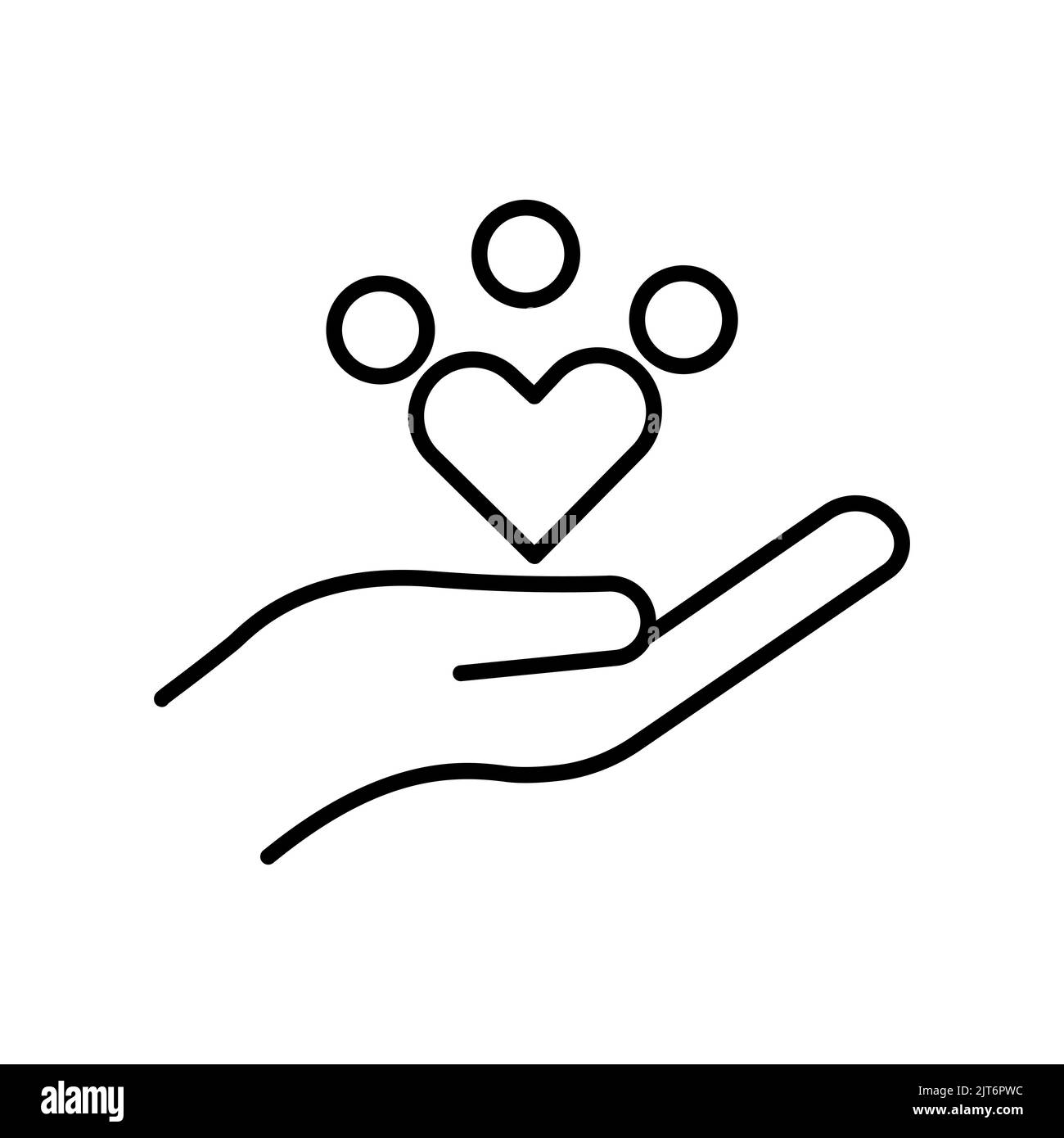 Menschen Symbol mit Herz und Hand. Symbol im Zusammenhang mit Vielfalt, Zweisamkeit. Linie Icon Stil. Einfaches Design bearbeitbar Stock Vektor